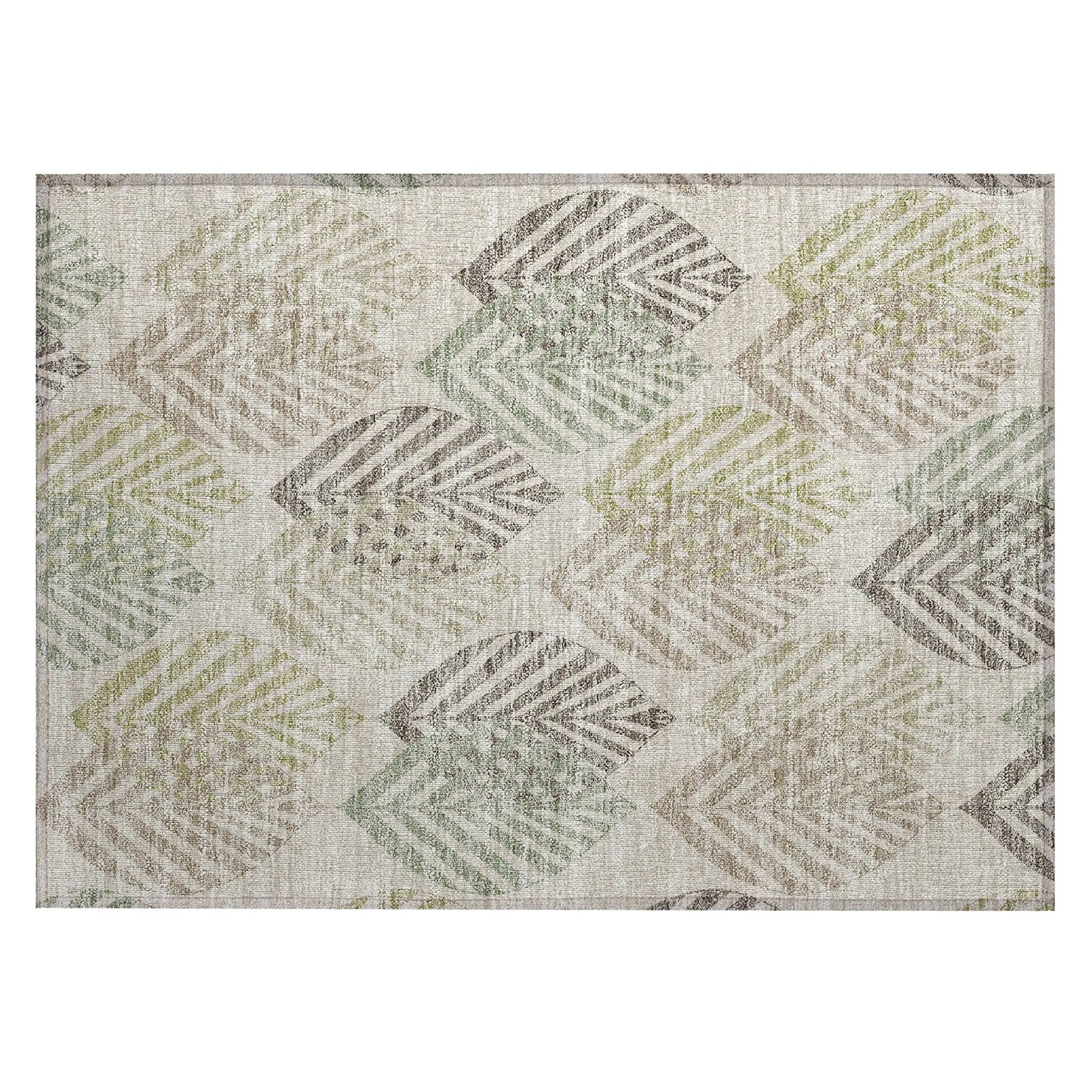 Machine Washable Indoor/ Outdoor Chantille Casual Palm Rug