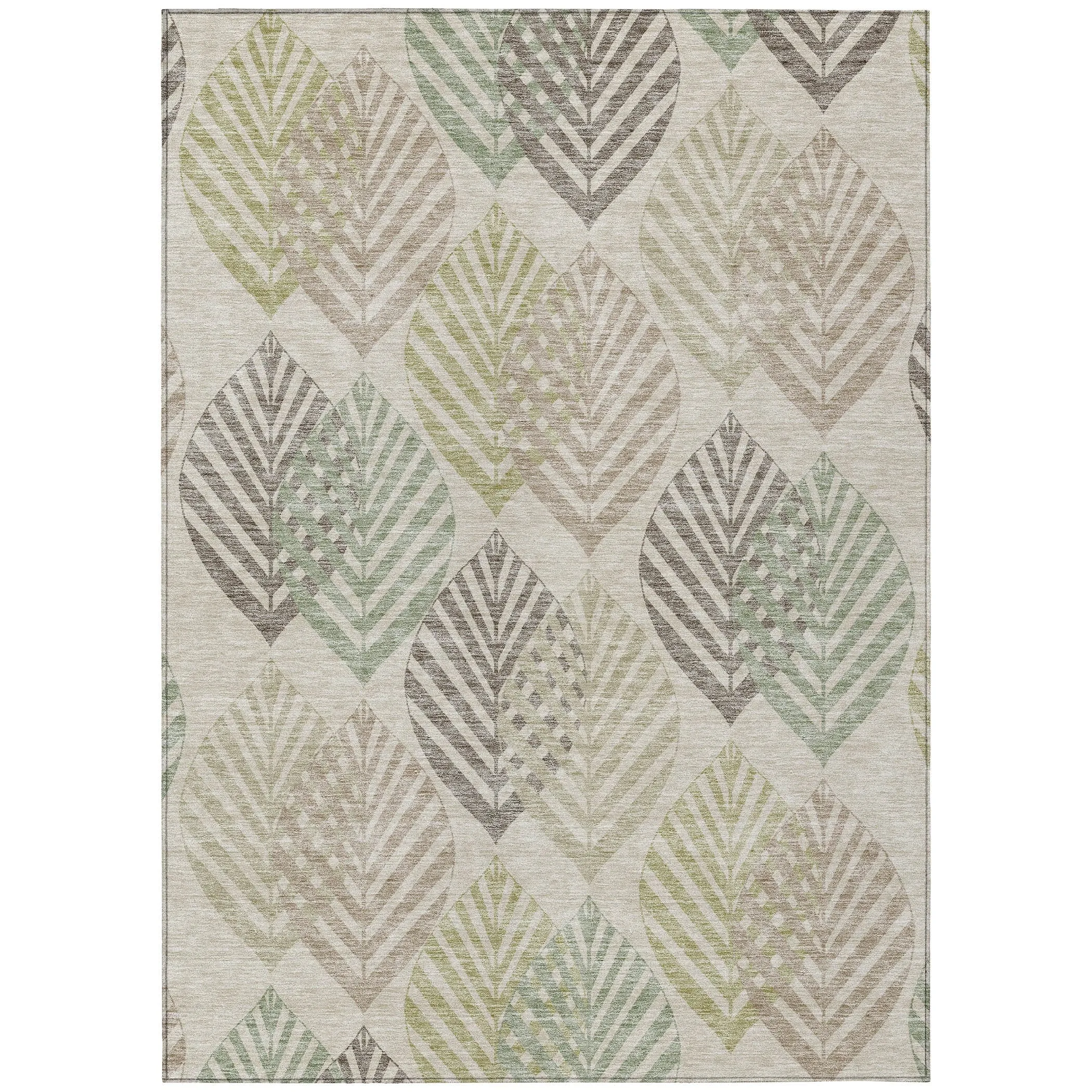 Machine Washable Indoor/ Outdoor Chantille Casual Palm Rug