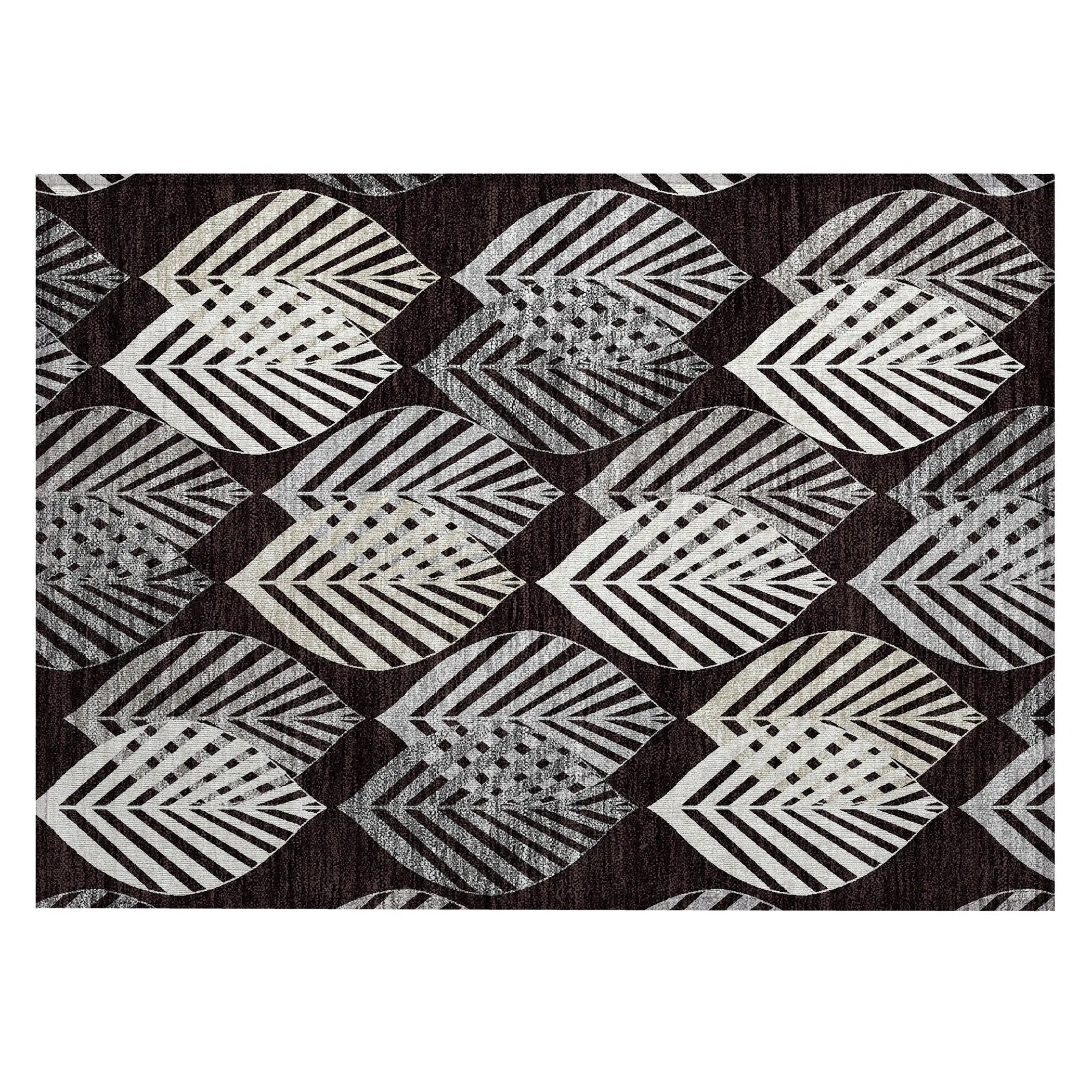 Machine Washable Indoor/ Outdoor Chantille Casual Palm Rug