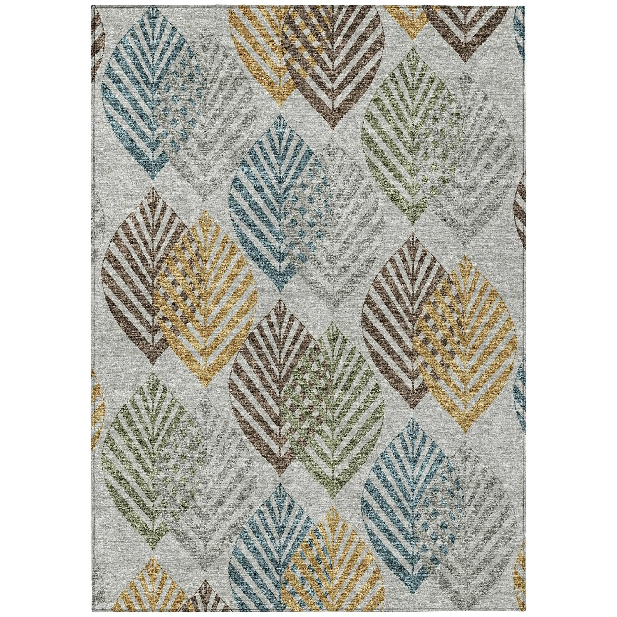 Machine Washable Indoor/ Outdoor Chantille Casual Palm Rug