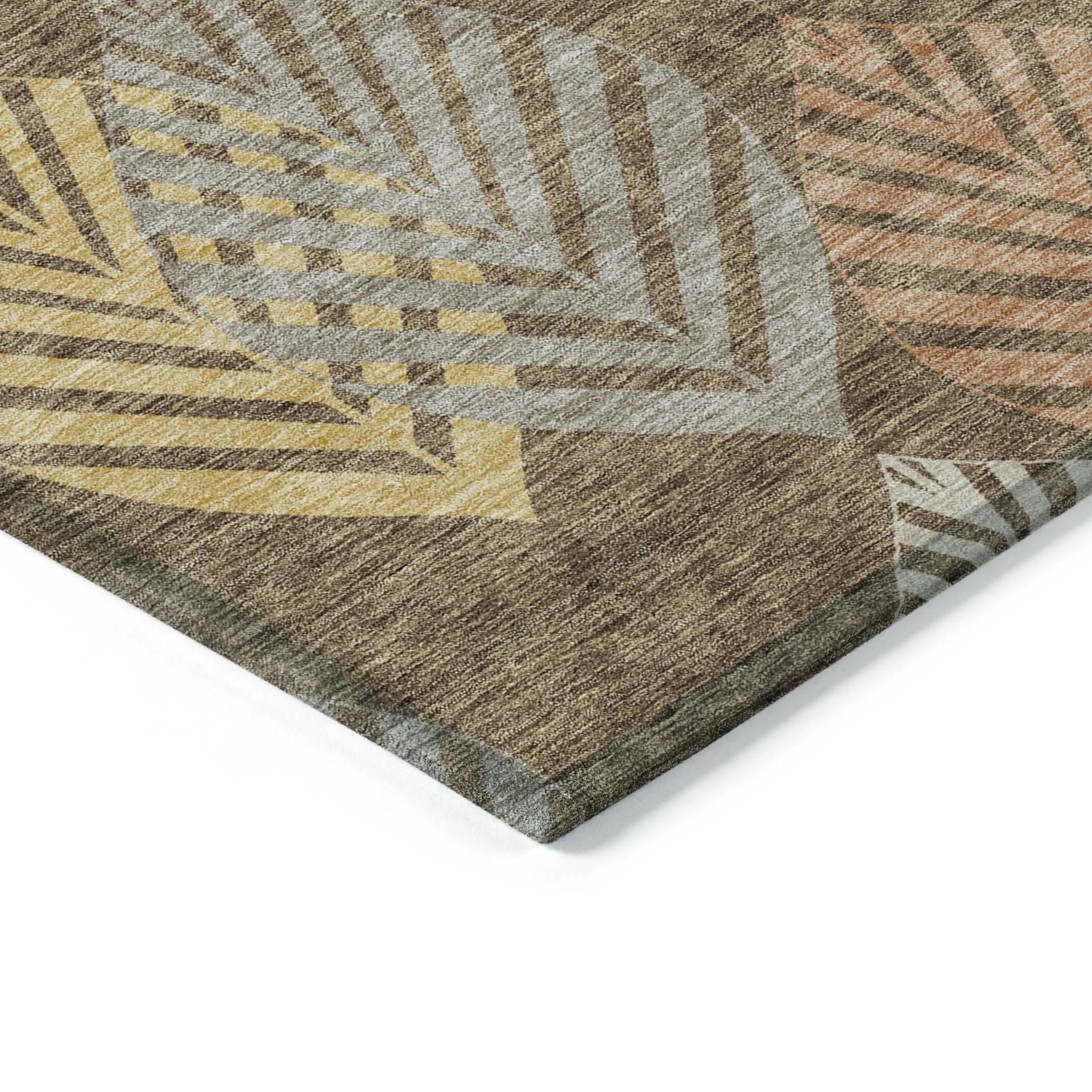 Machine Washable Indoor/ Outdoor Chantille Casual Palm Rug