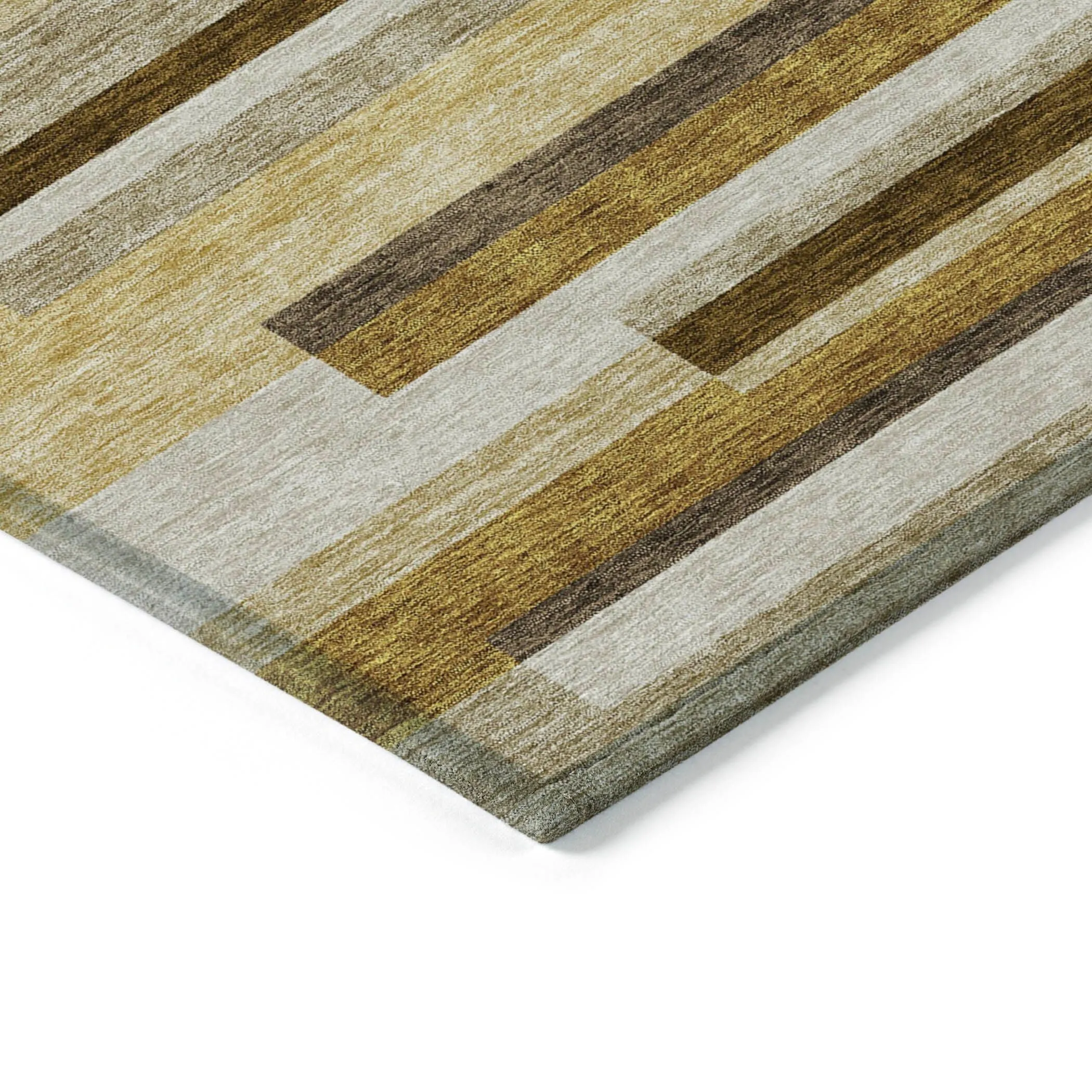 Machine Washable Indoor/ Outdoor Chantille Contempory Stripes Rug