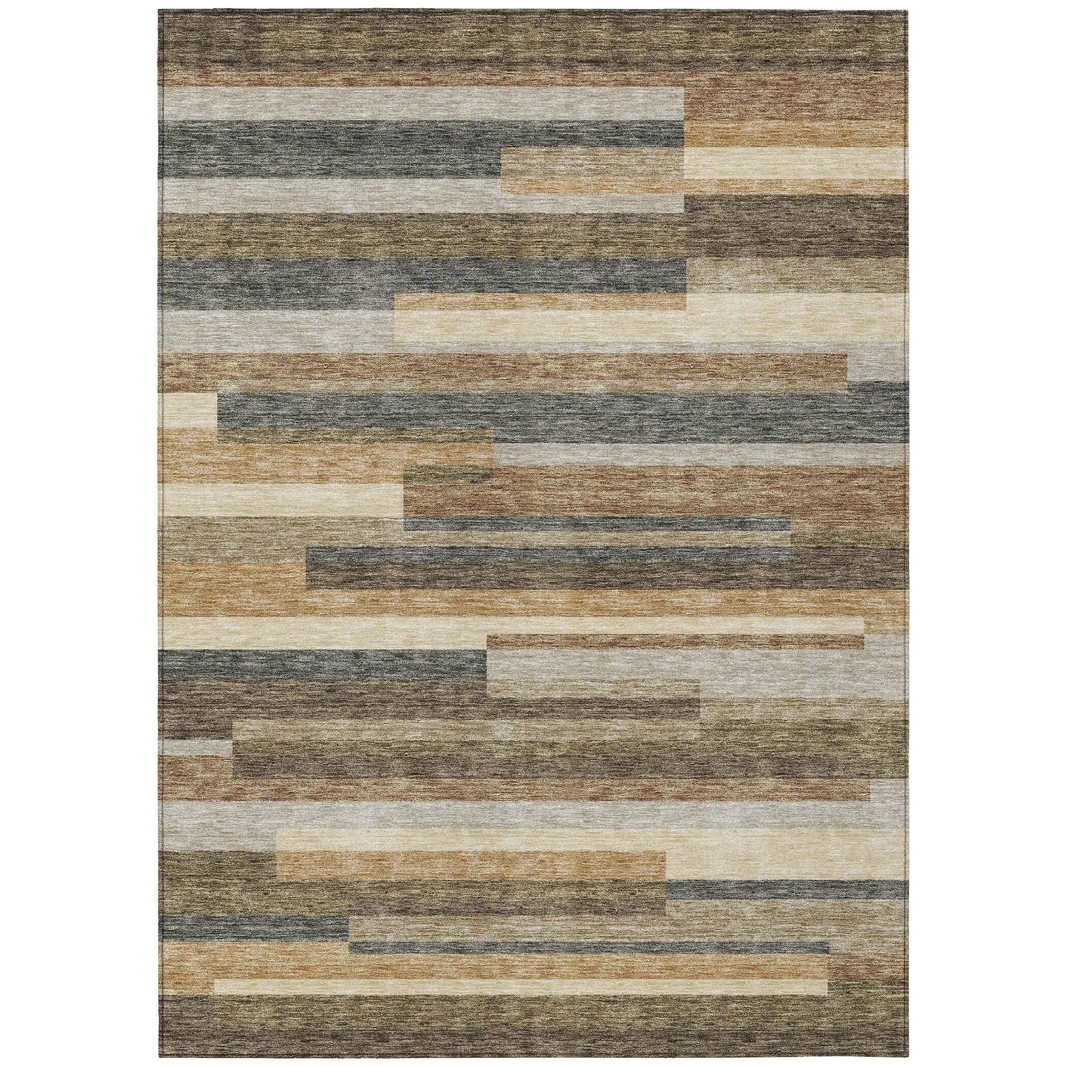 Machine Washable Indoor/ Outdoor Chantille Contempory Stripes Rug
