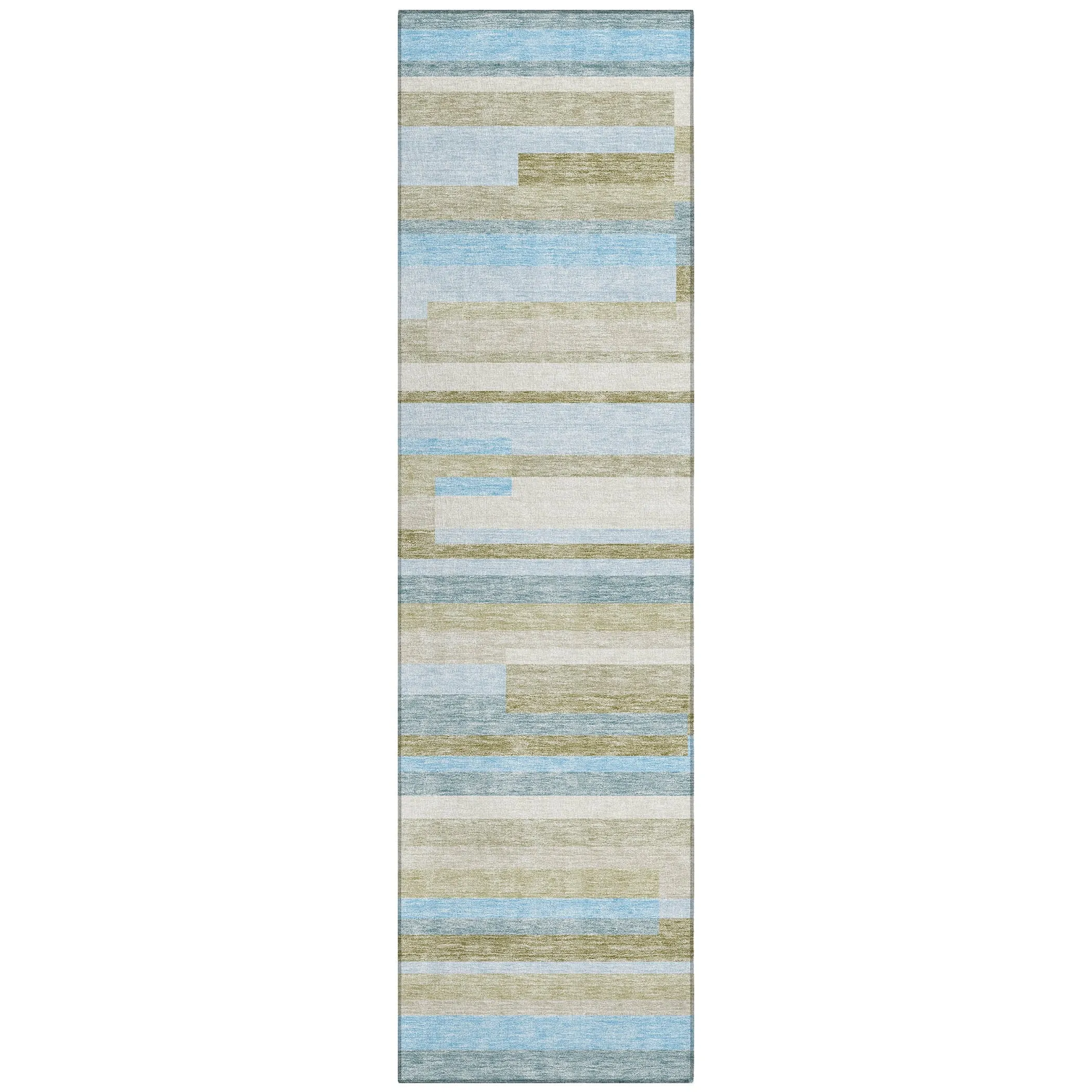 Machine Washable Indoor/ Outdoor Chantille Contempory Stripes Rug