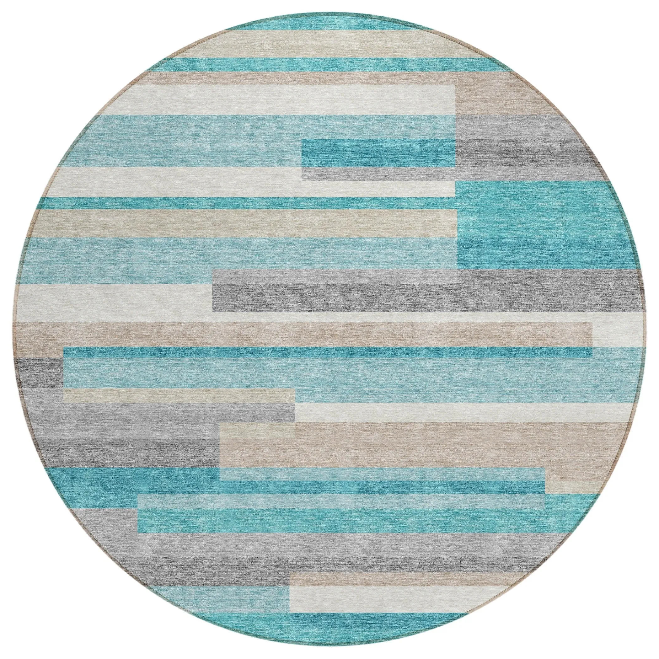 Machine Washable Indoor/ Outdoor Chantille Contempory Stripes Rug