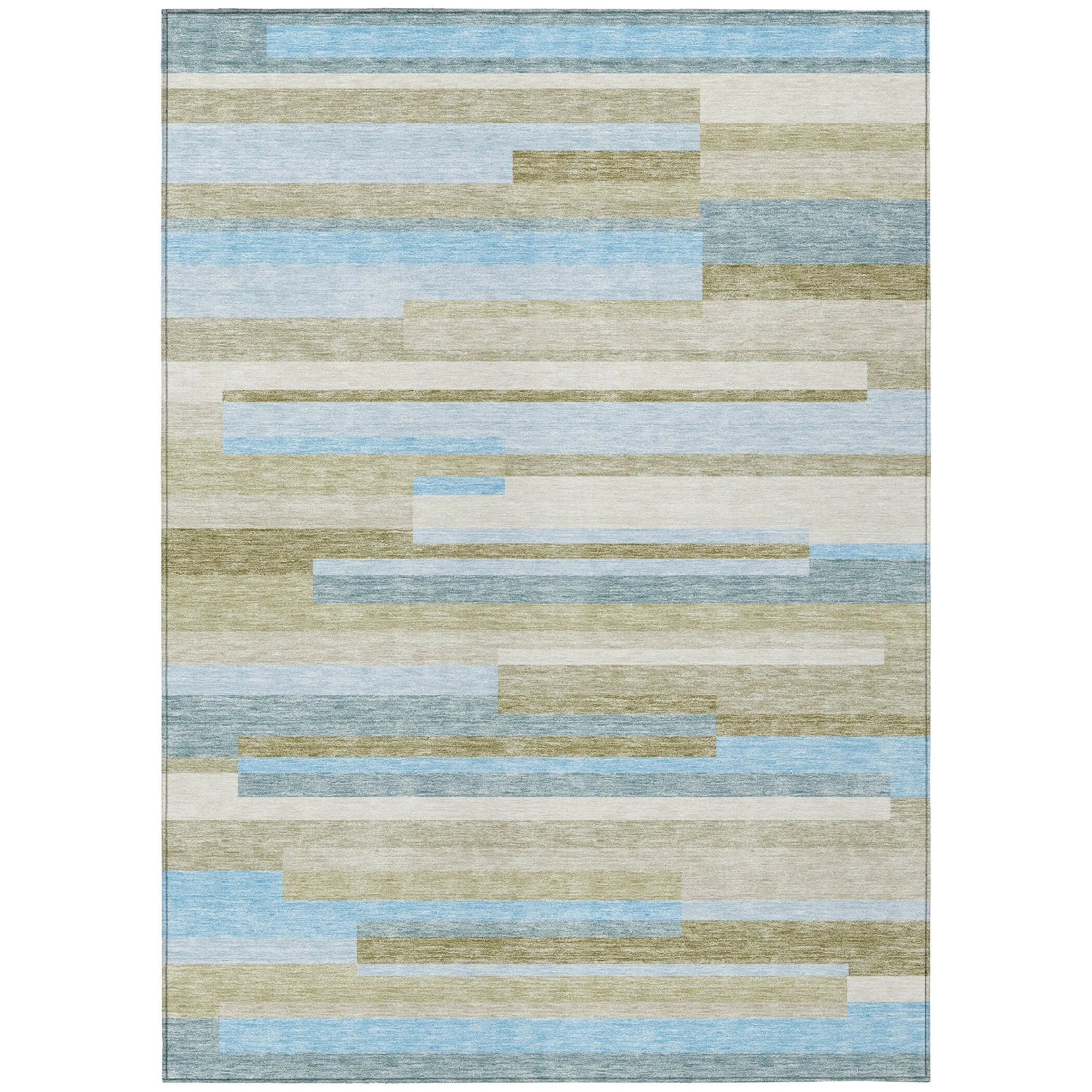 Machine Washable Indoor/ Outdoor Chantille Contempory Stripes Rug