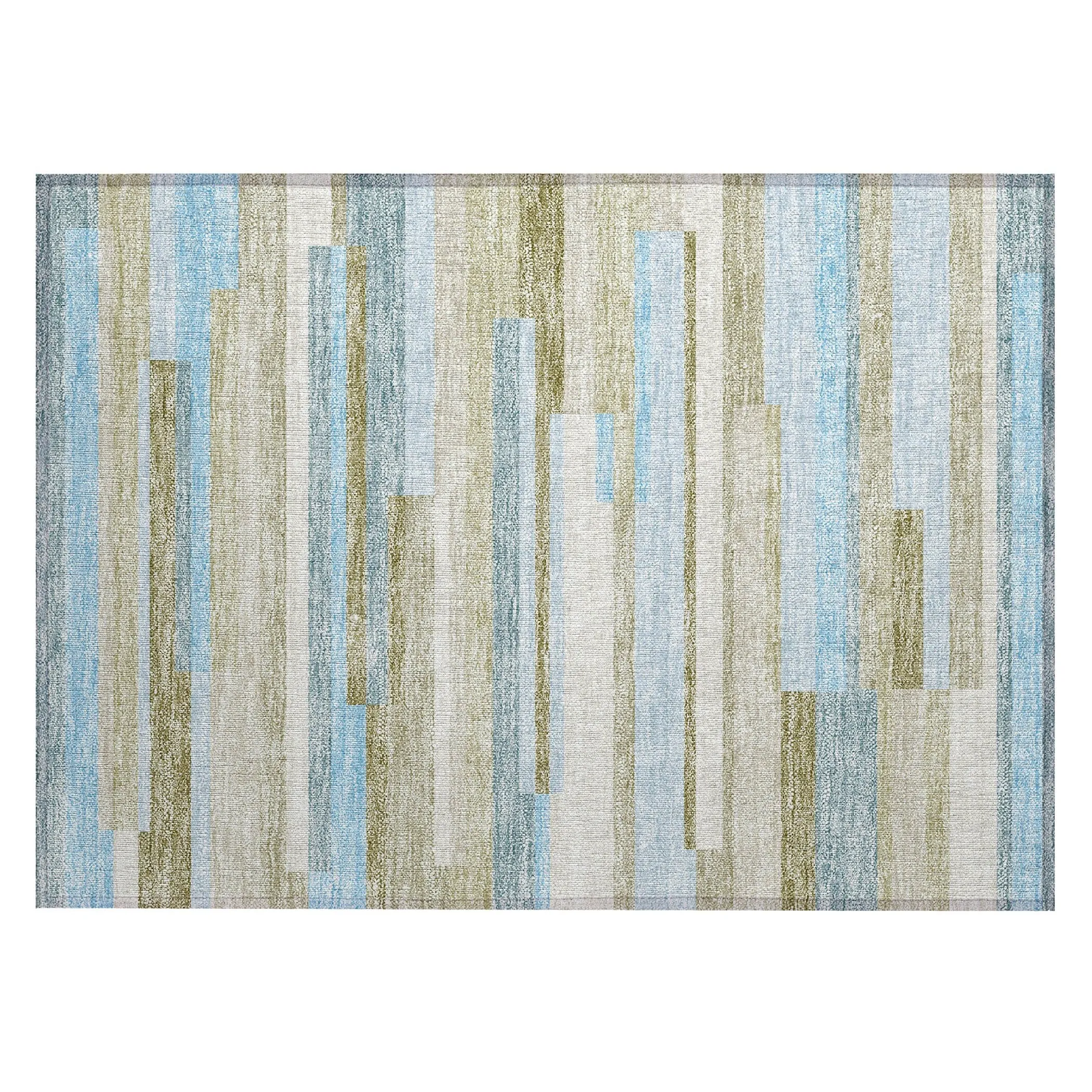 Machine Washable Indoor/ Outdoor Chantille Contempory Stripes Rug