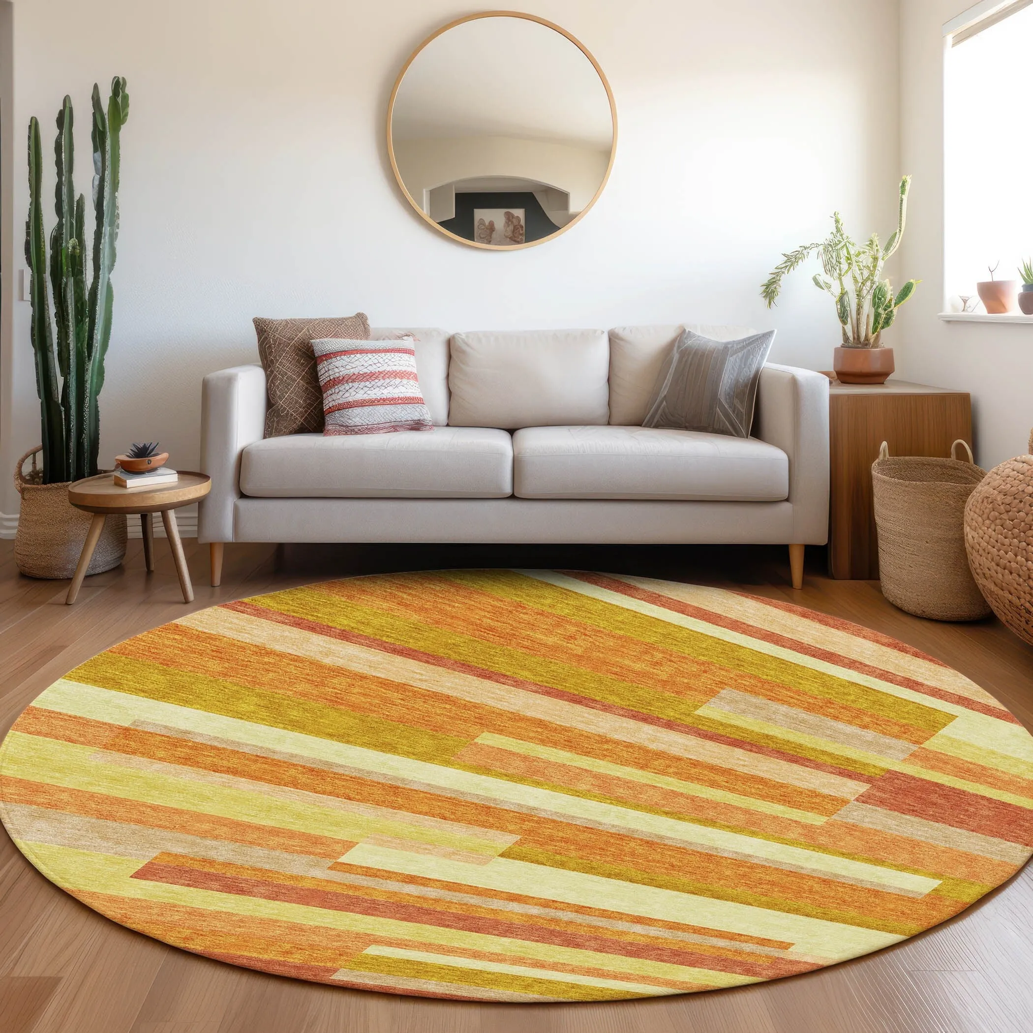 Machine Washable Indoor/ Outdoor Chantille Contempory Stripes Rug