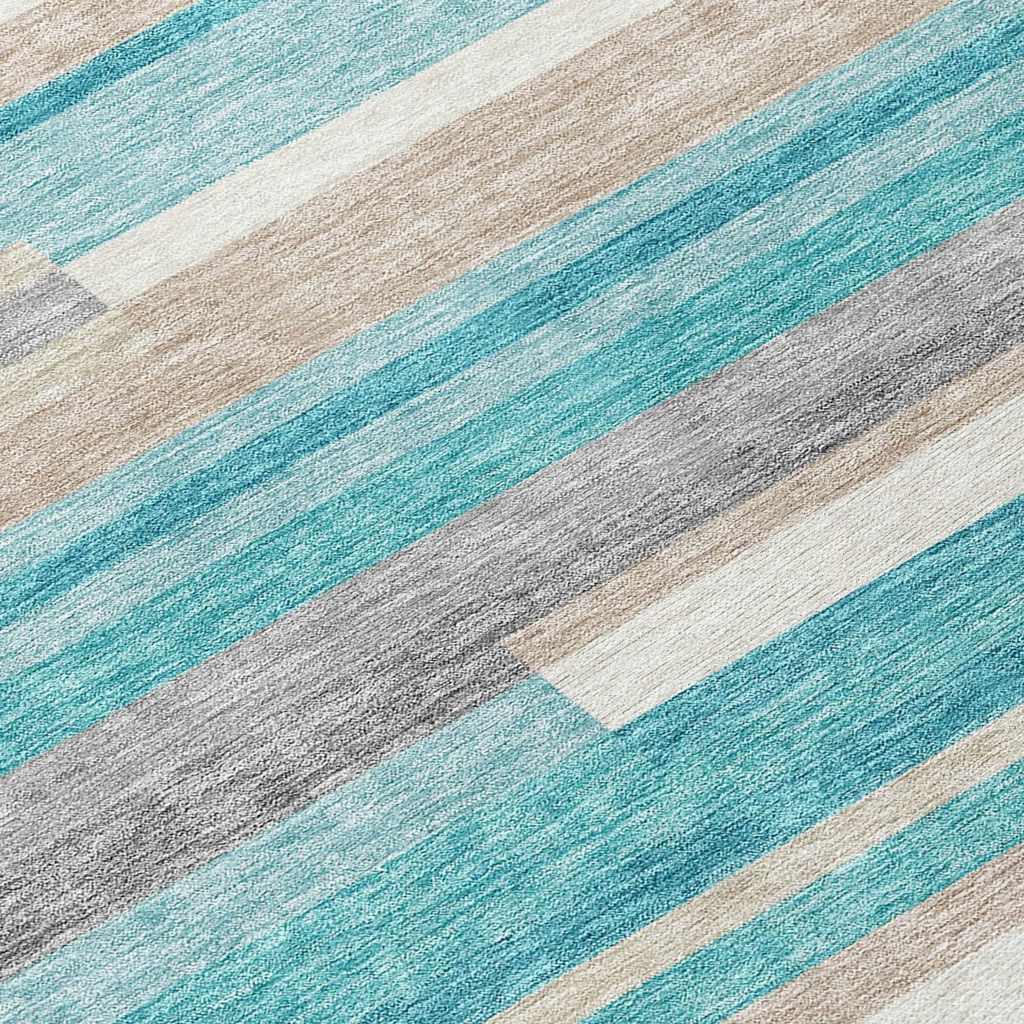 Machine Washable Indoor/ Outdoor Chantille Contempory Stripes Rug