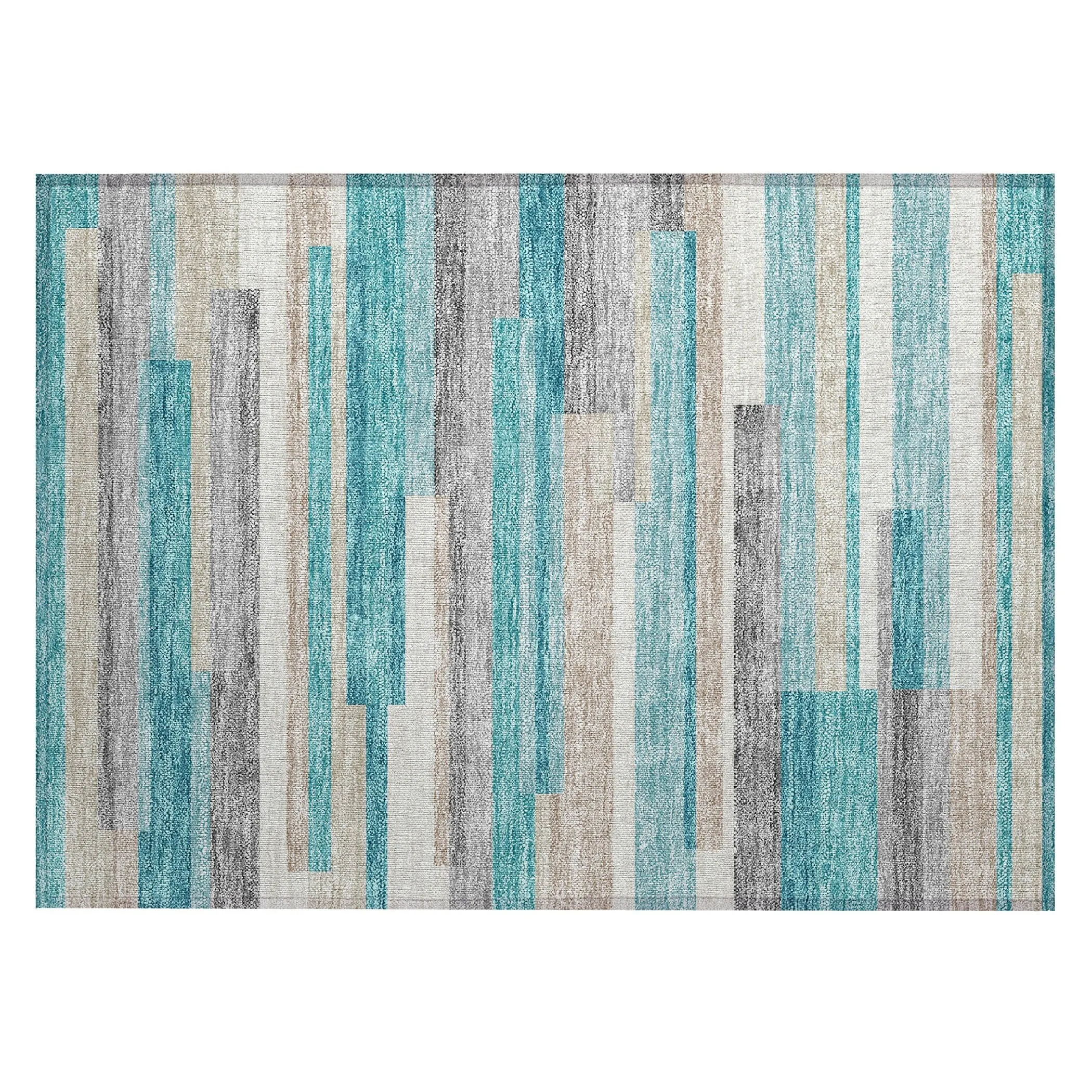 Machine Washable Indoor/ Outdoor Chantille Contempory Stripes Rug