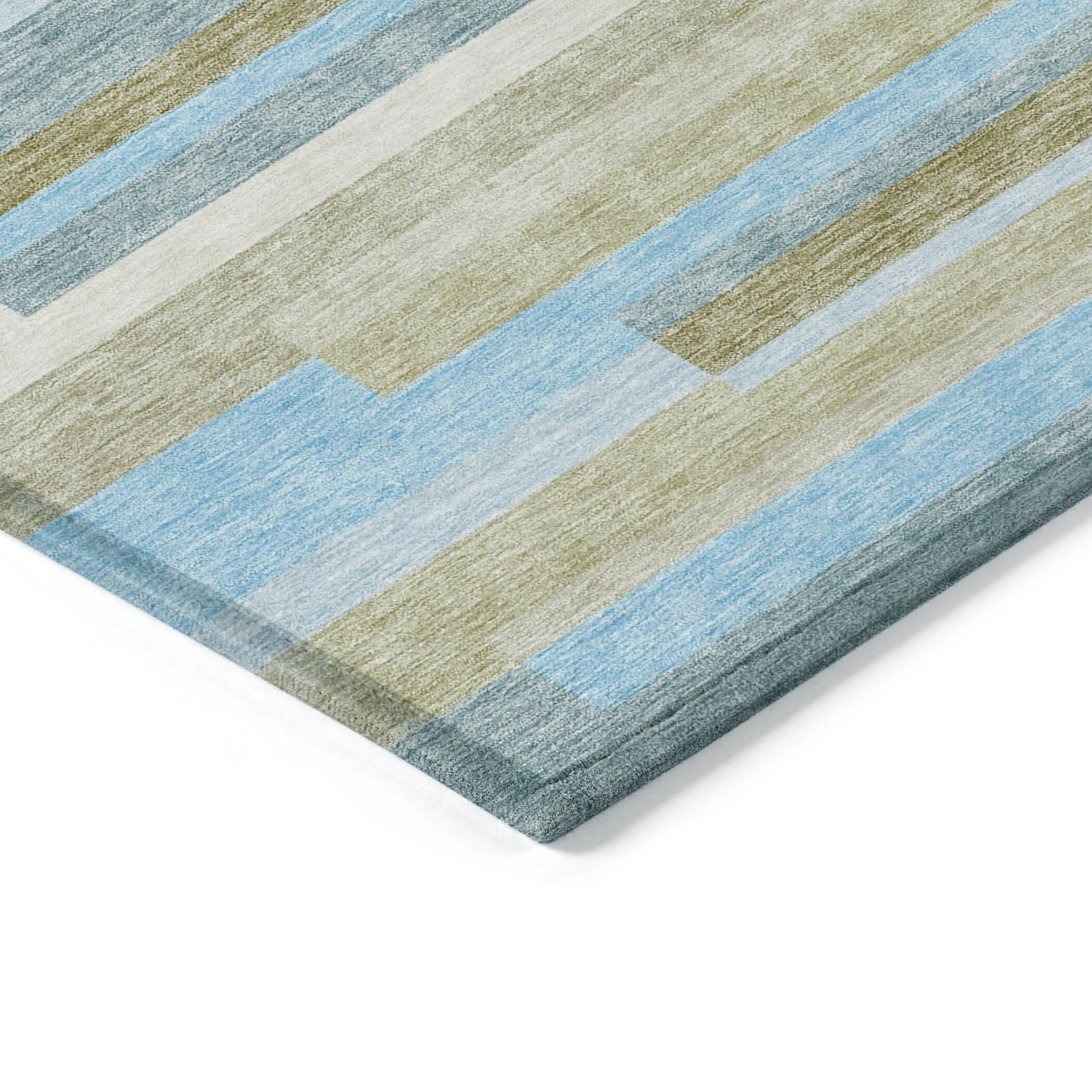Machine Washable Indoor/ Outdoor Chantille Contempory Stripes Rug