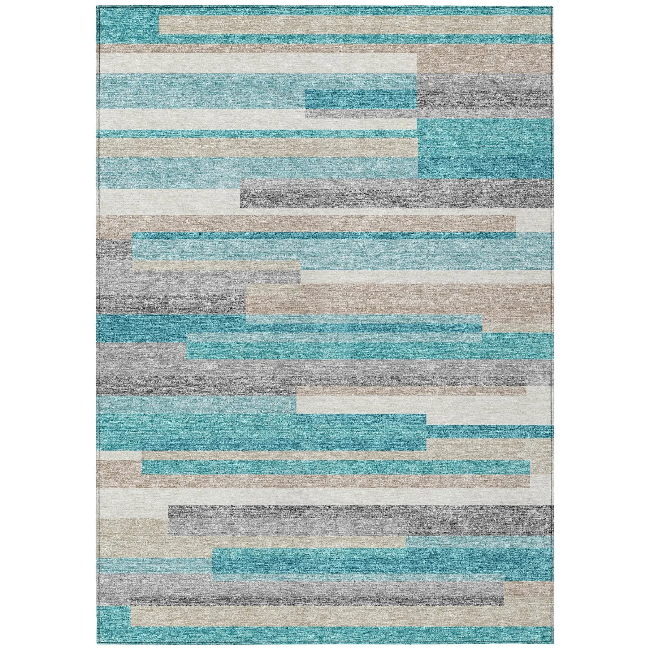 Machine Washable Indoor/ Outdoor Chantille Contempory Stripes Rug