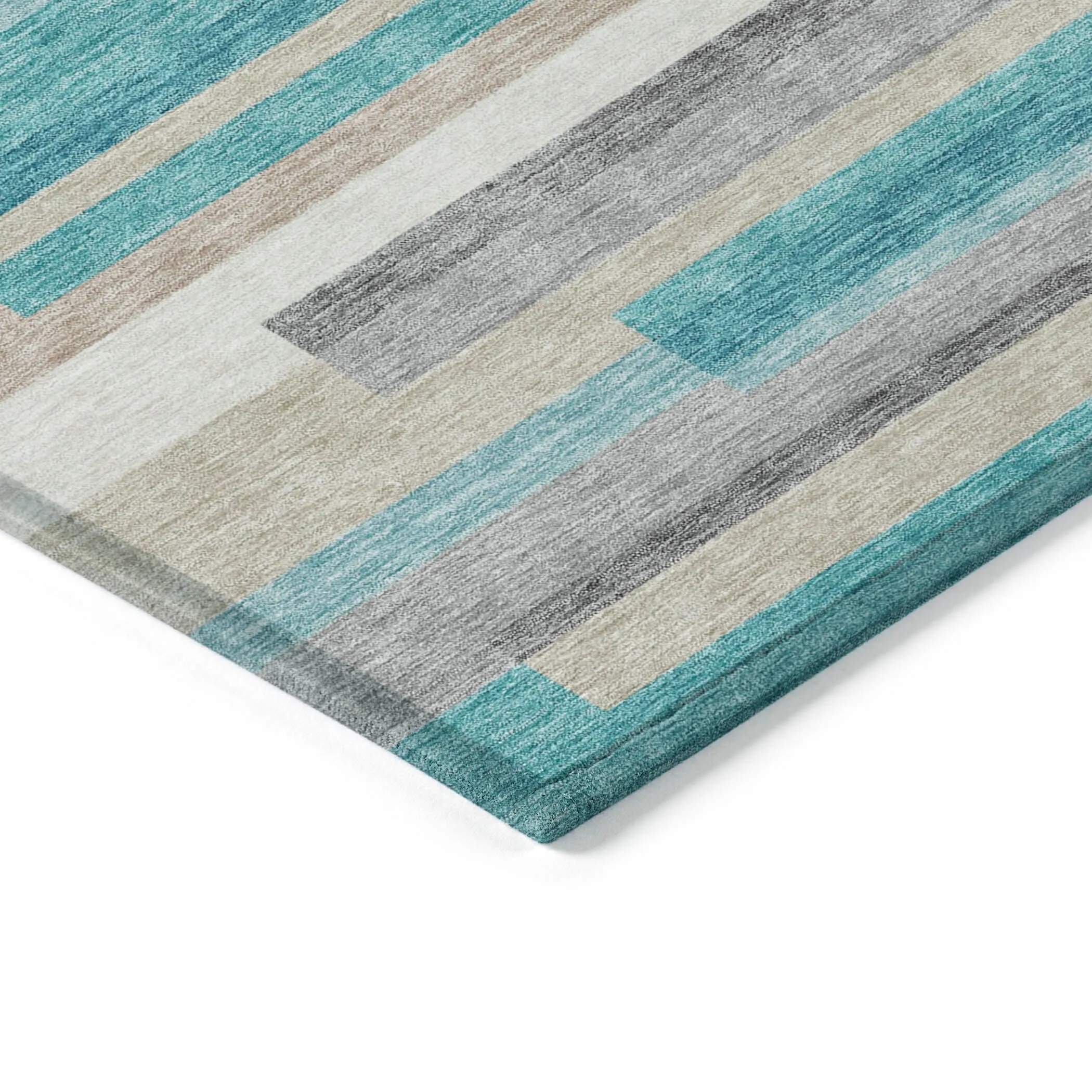 Machine Washable Indoor/ Outdoor Chantille Contempory Stripes Rug