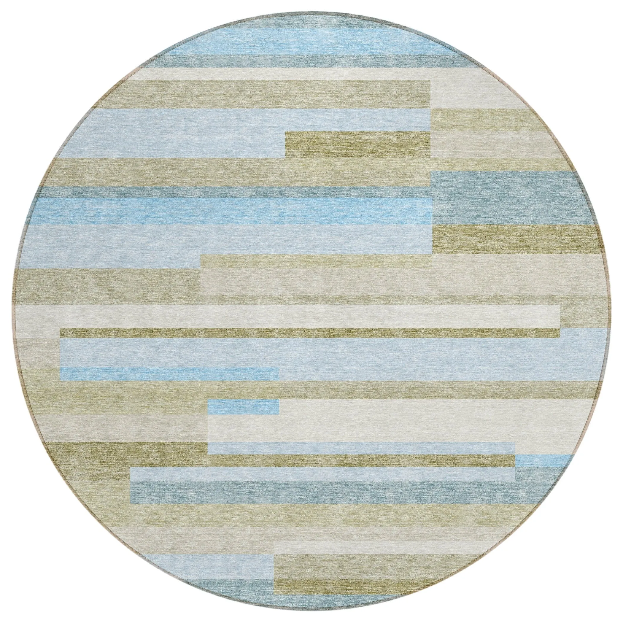 Machine Washable Indoor/ Outdoor Chantille Contempory Stripes Rug