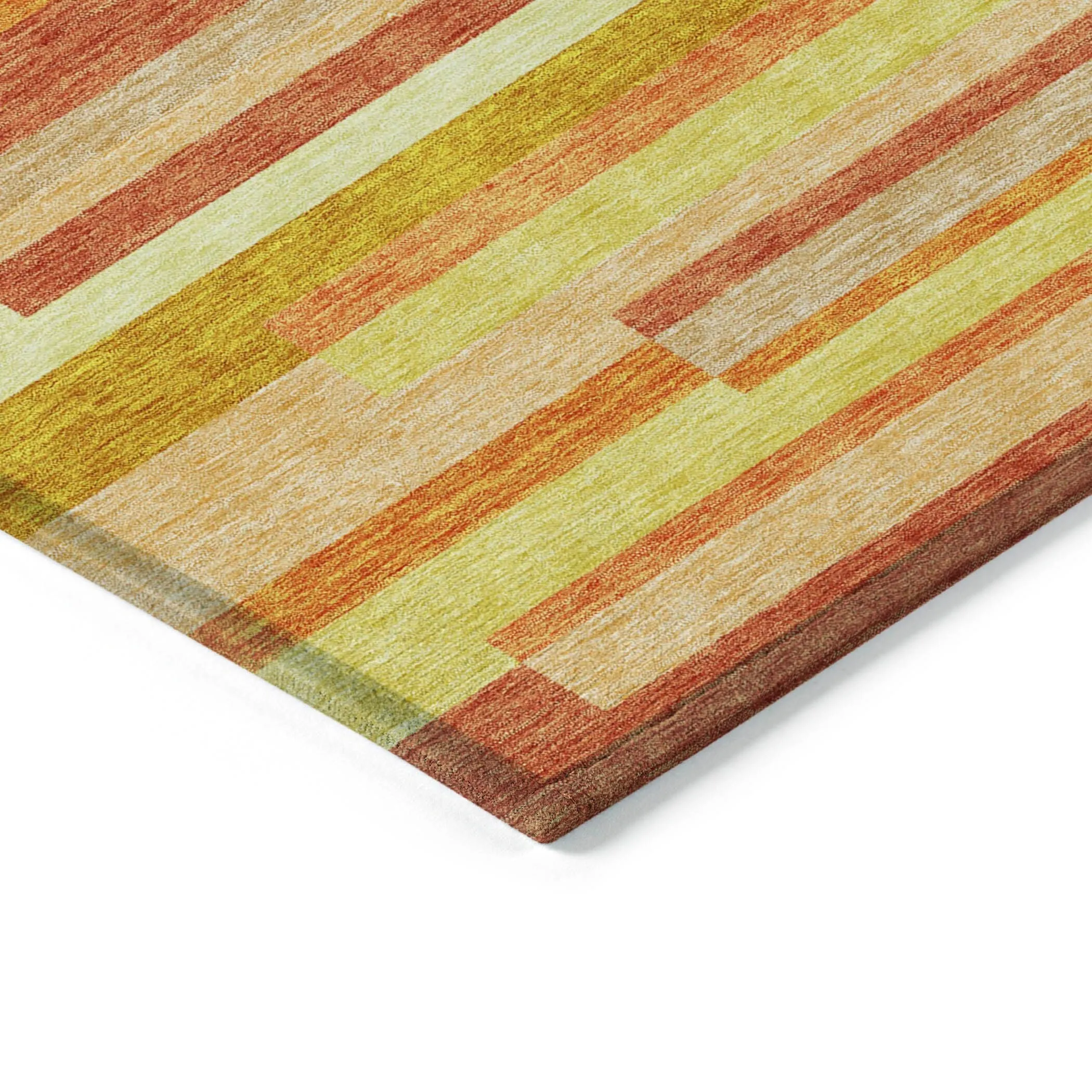 Machine Washable Indoor/ Outdoor Chantille Contempory Stripes Rug