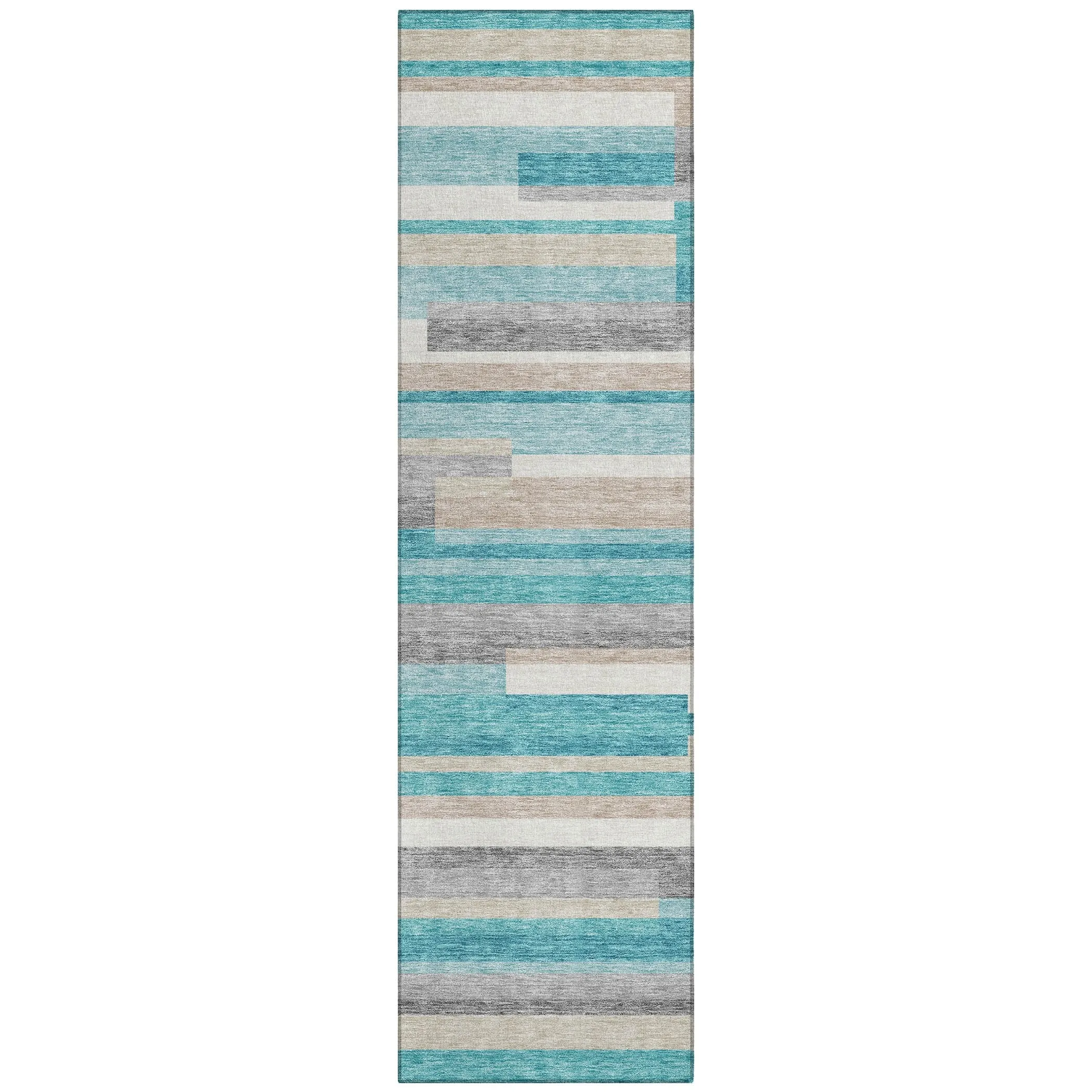 Machine Washable Indoor/ Outdoor Chantille Contempory Stripes Rug