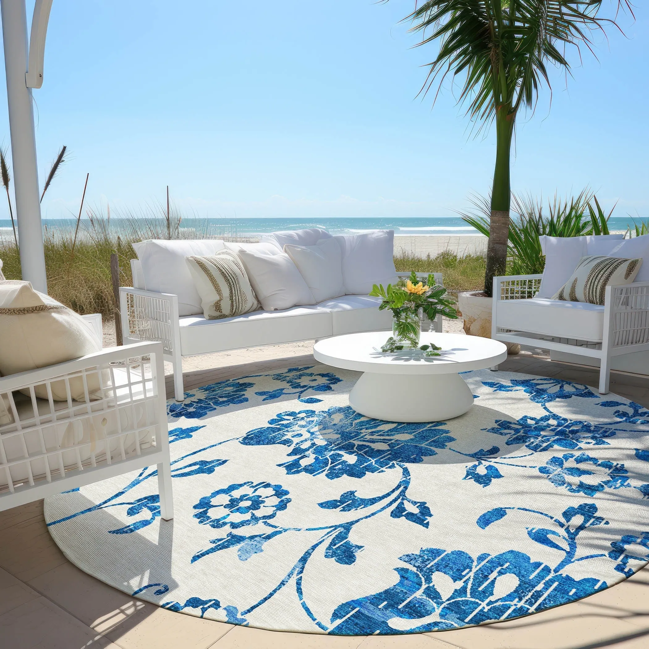 Machine Washable Indoor/ Outdoor Chantille Farmhouse Floral Rug