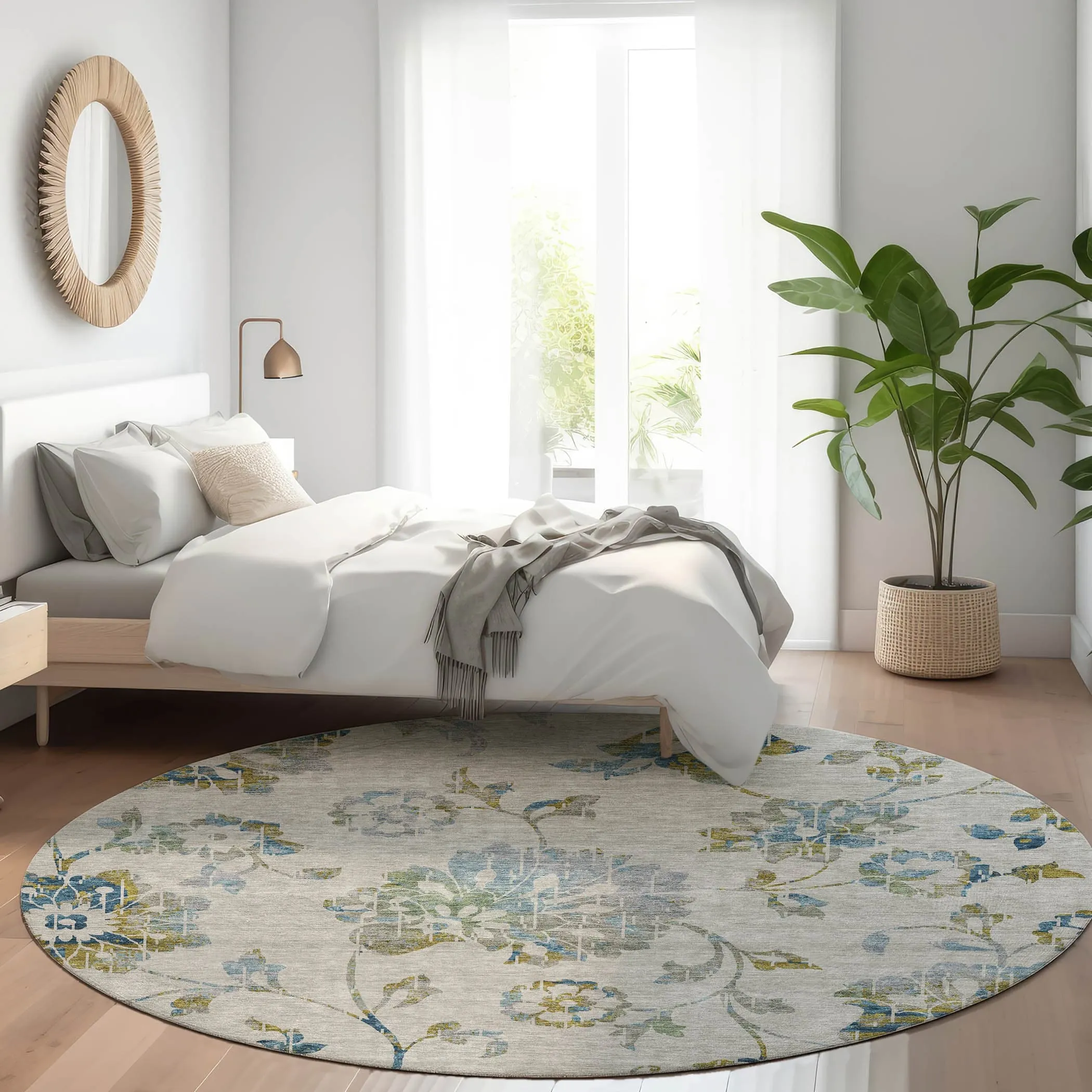 Machine Washable Indoor/ Outdoor Chantille Farmhouse Floral Rug