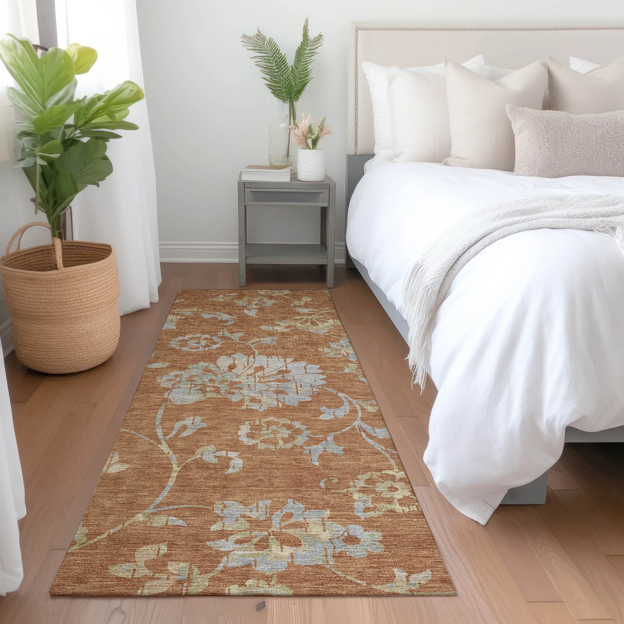 Machine Washable Indoor/ Outdoor Chantille Farmhouse Floral Rug