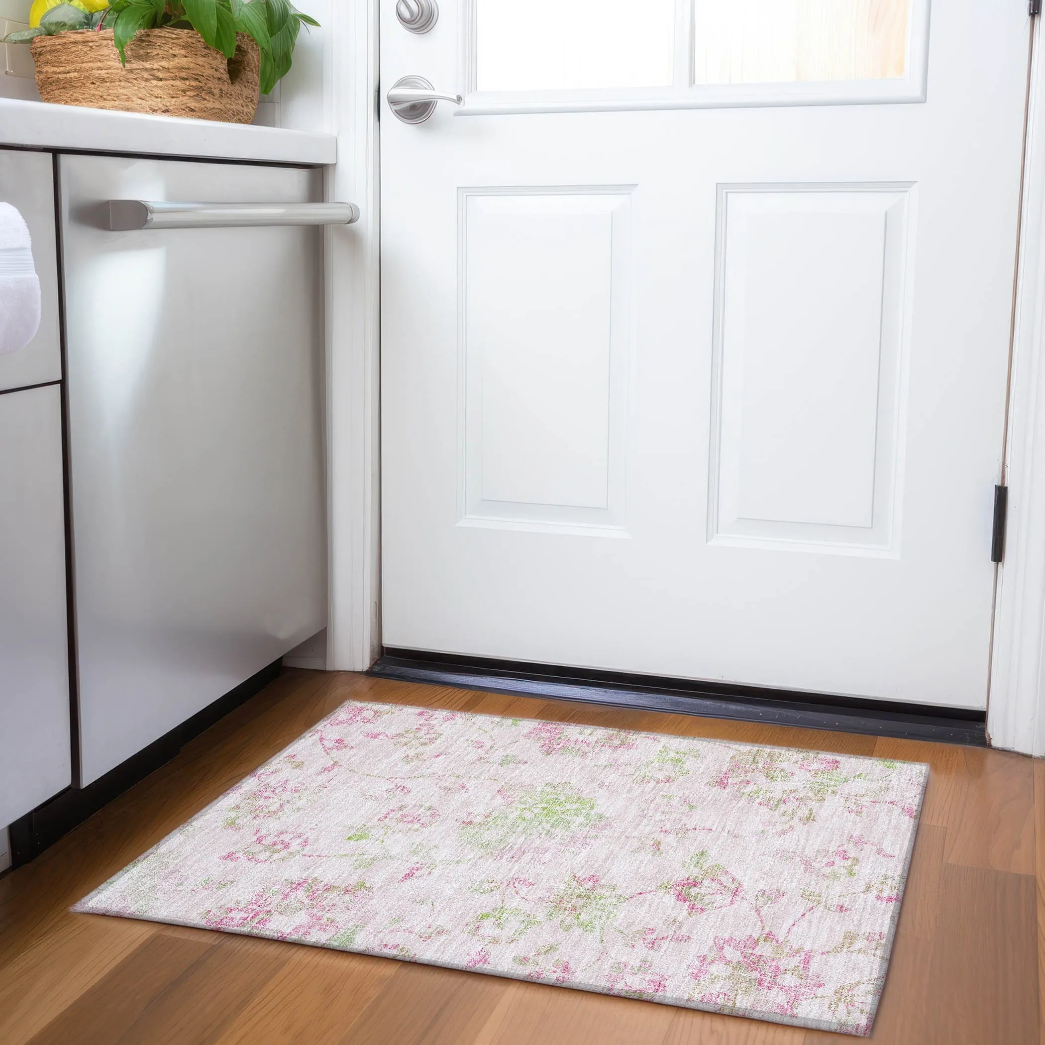 Machine Washable Indoor/ Outdoor Chantille Farmhouse Floral Rug