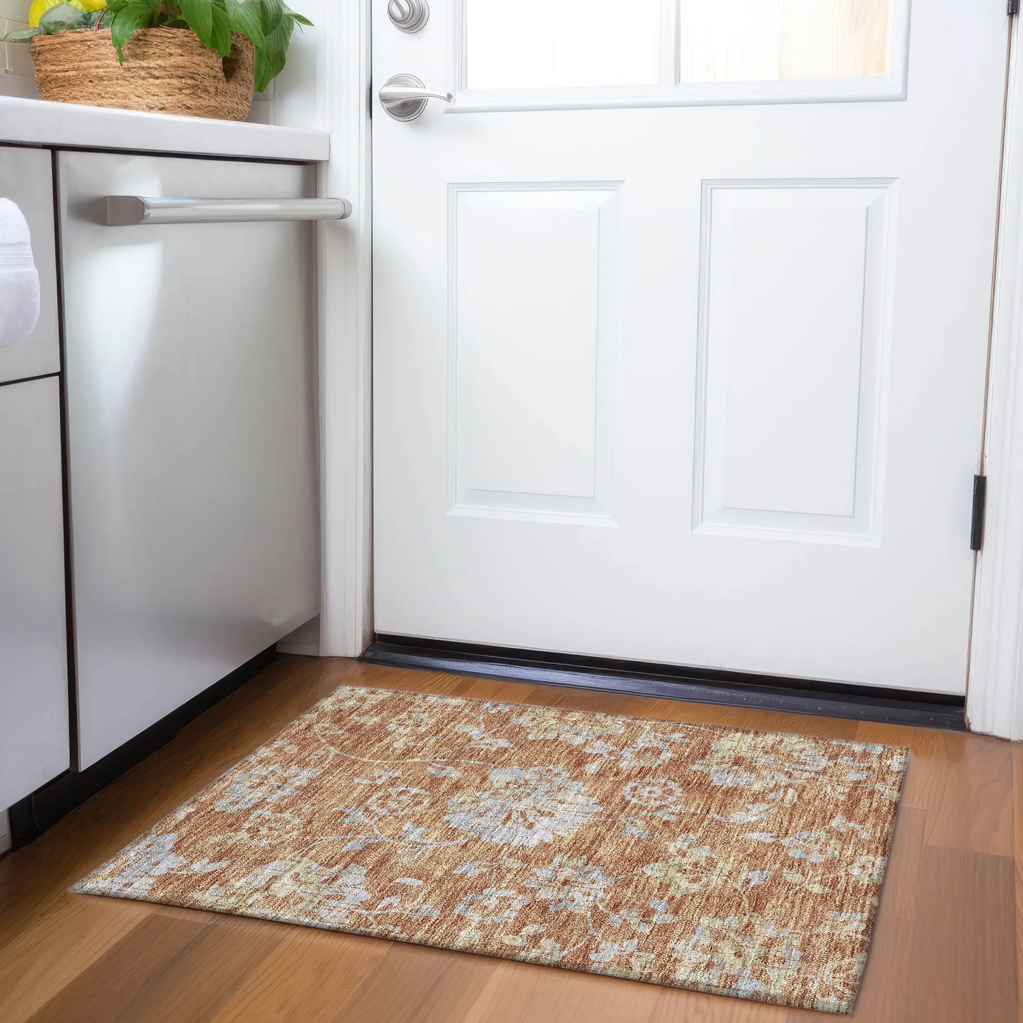Machine Washable Indoor/ Outdoor Chantille Farmhouse Floral Rug