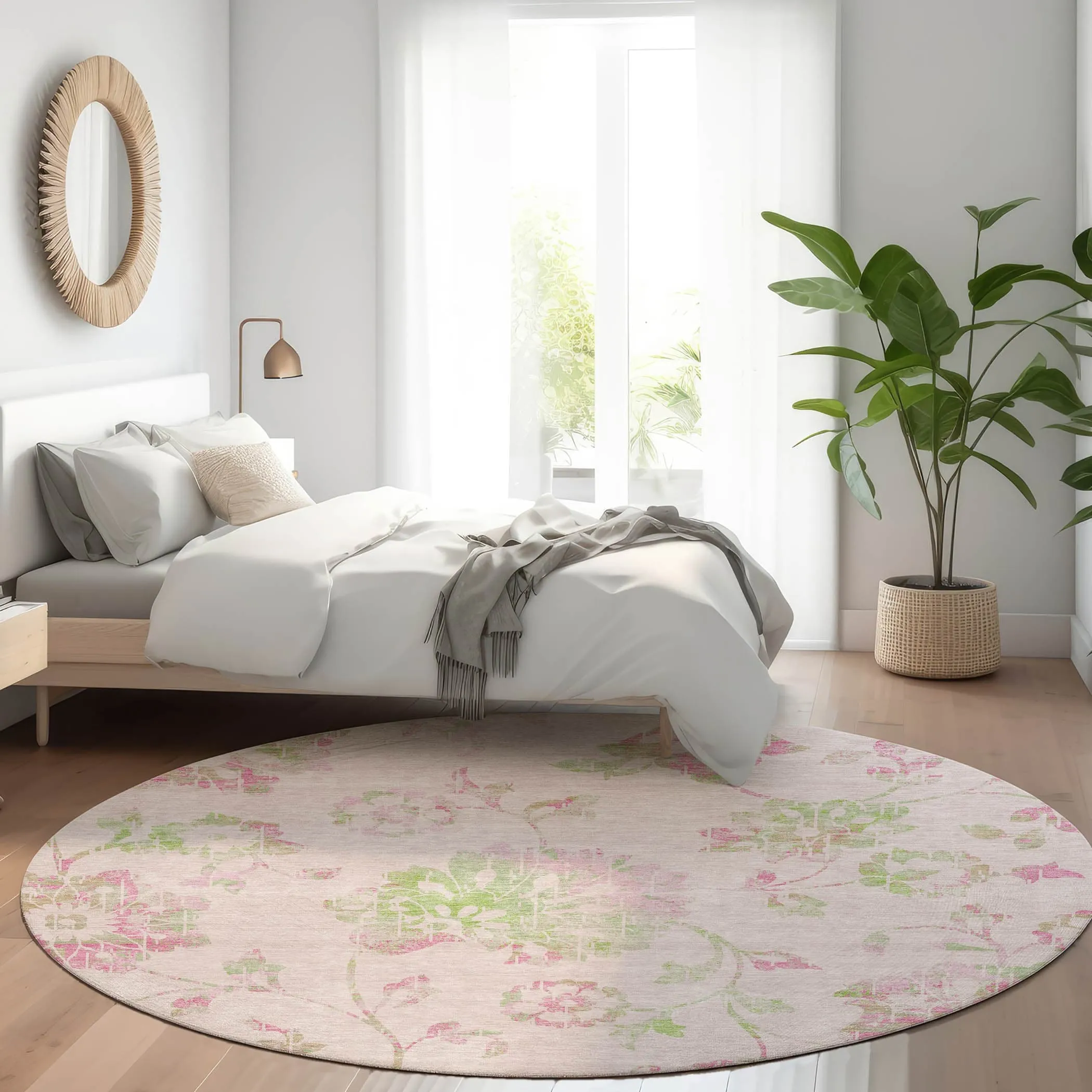 Machine Washable Indoor/ Outdoor Chantille Farmhouse Floral Rug