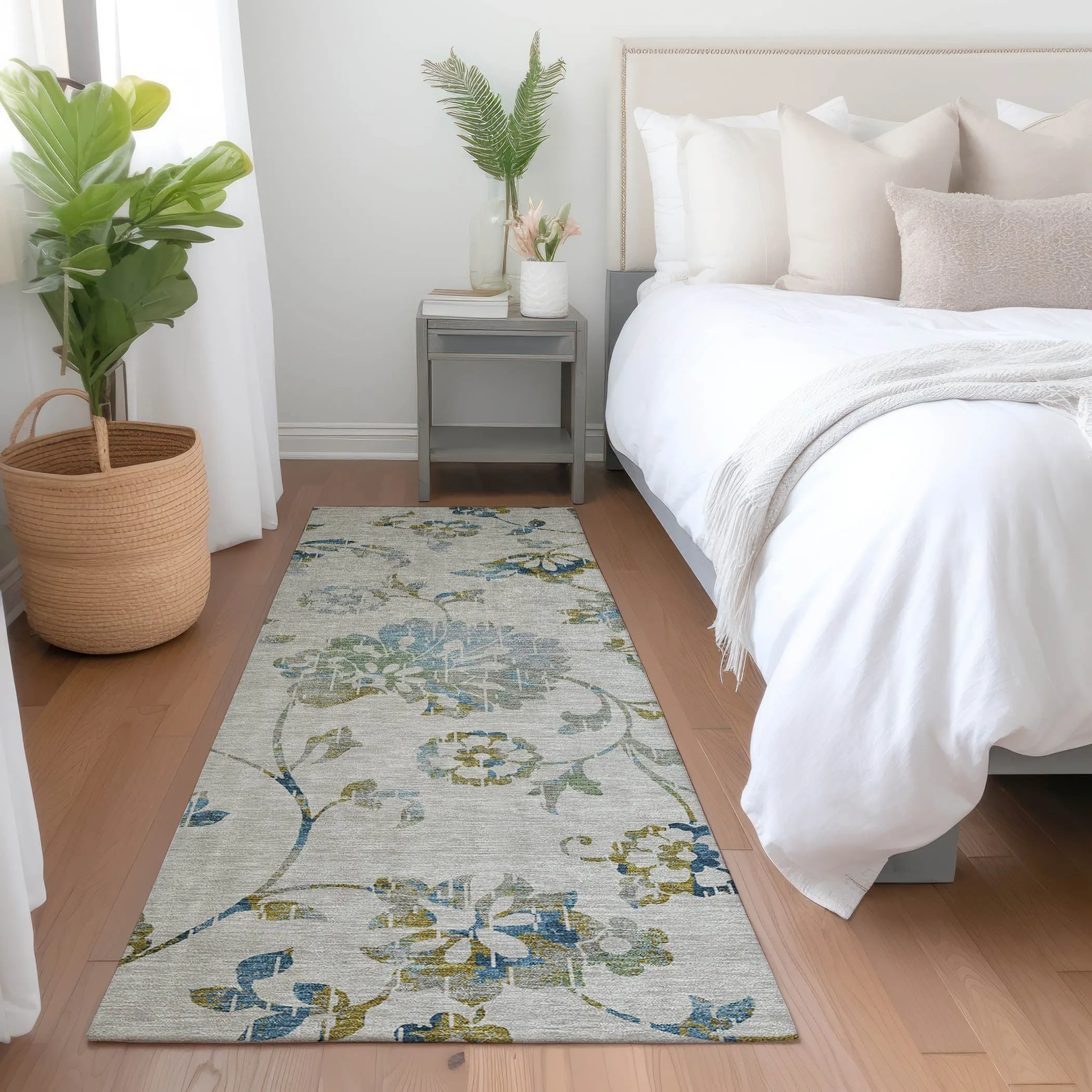 Machine Washable Indoor/ Outdoor Chantille Farmhouse Floral Rug
