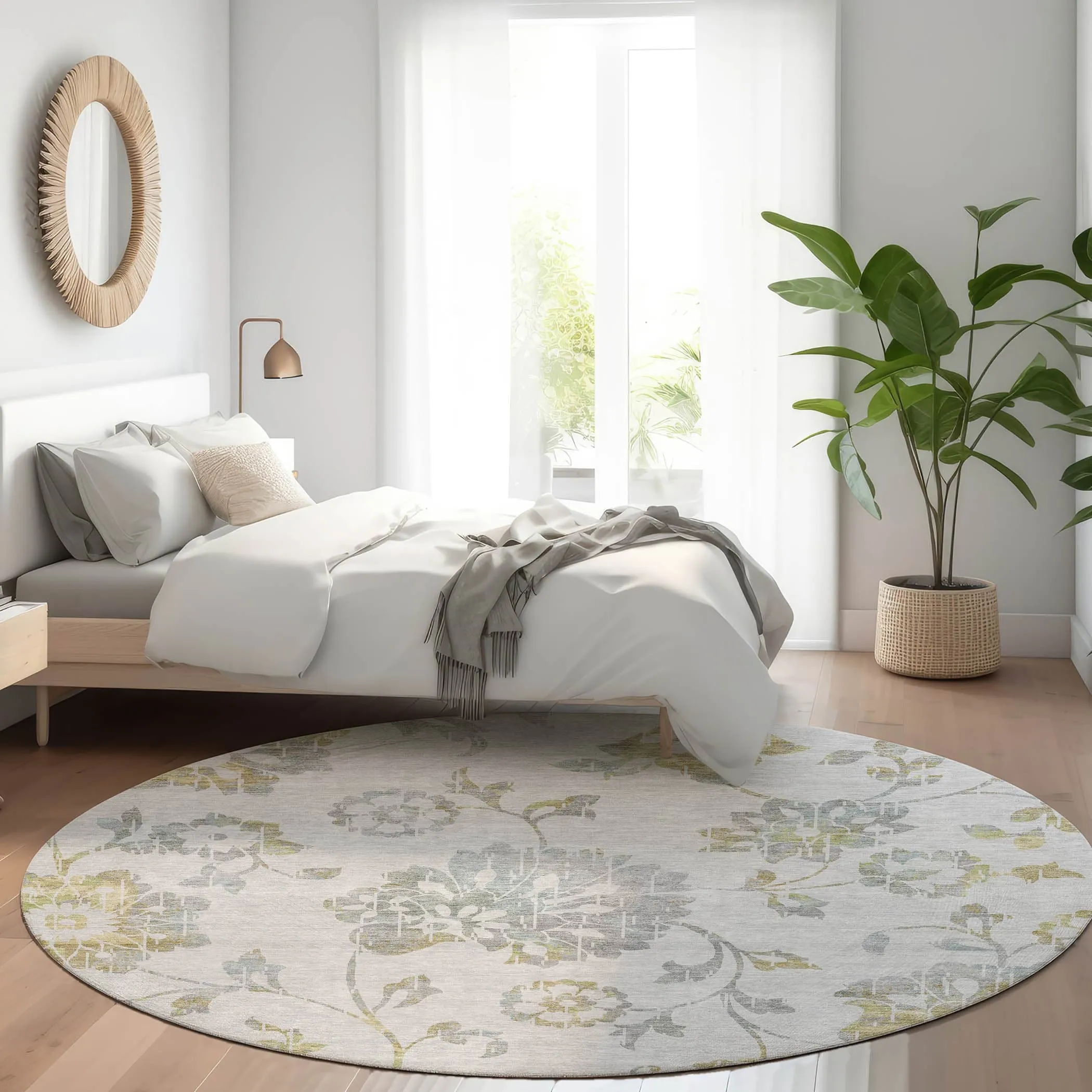 Machine Washable Indoor/ Outdoor Chantille Farmhouse Floral Rug