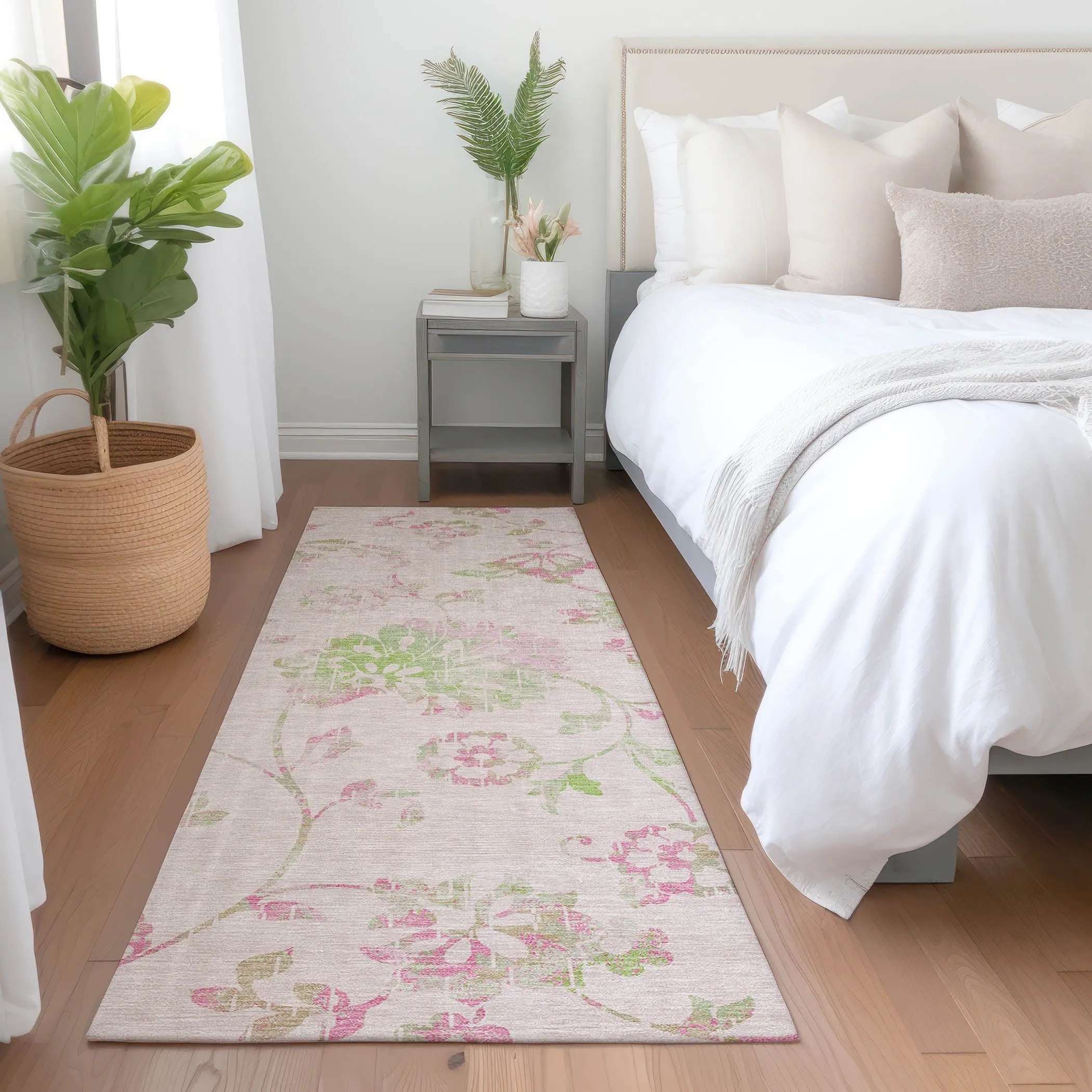 Machine Washable Indoor/ Outdoor Chantille Farmhouse Floral Rug