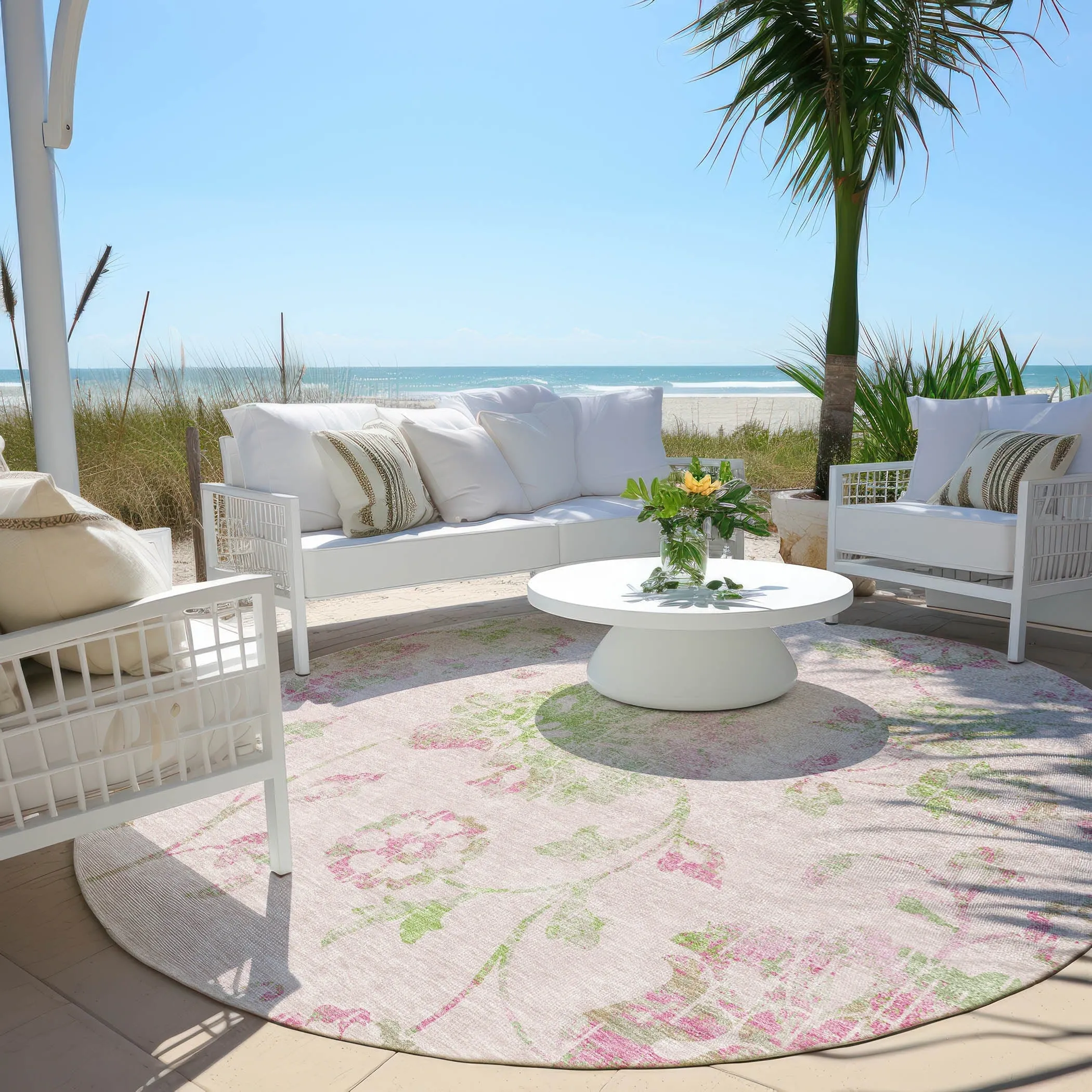 Machine Washable Indoor/ Outdoor Chantille Farmhouse Floral Rug