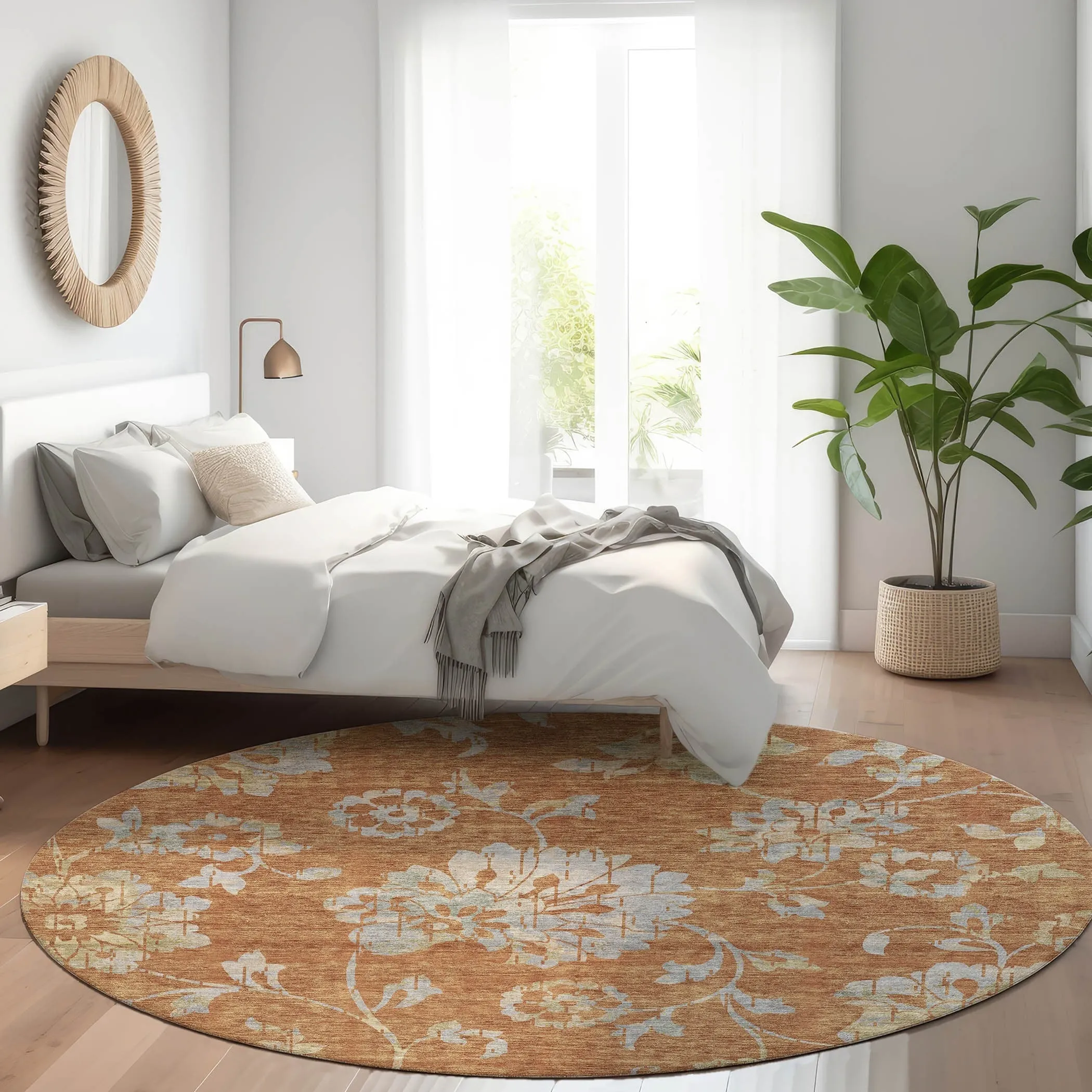 Machine Washable Indoor/ Outdoor Chantille Farmhouse Floral Rug