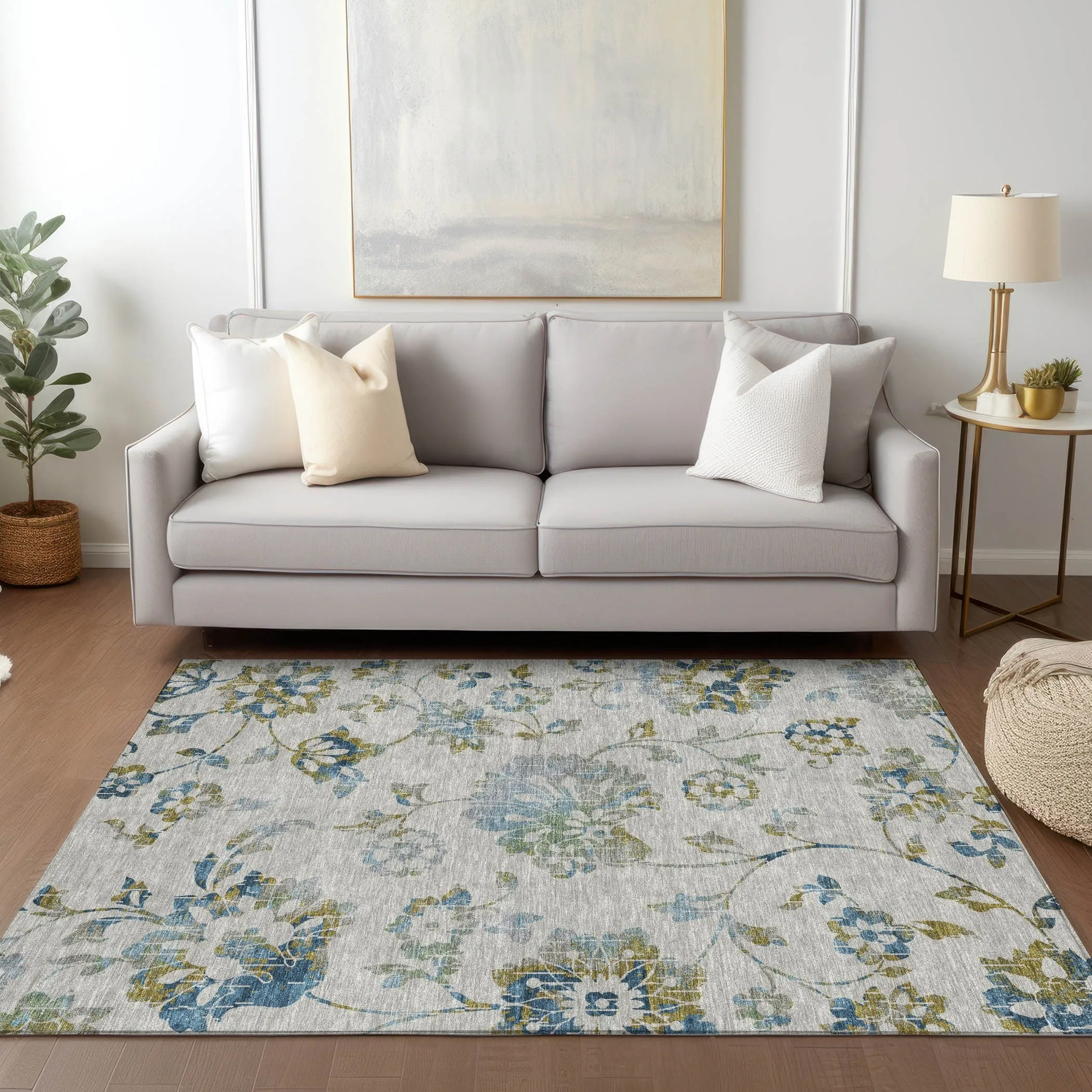 Machine Washable Indoor/ Outdoor Chantille Farmhouse Floral Rug