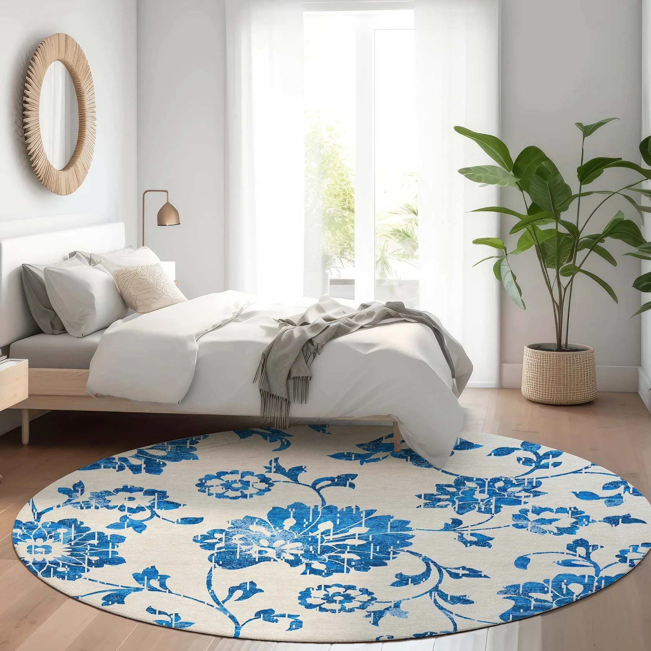 Machine Washable Indoor/ Outdoor Chantille Farmhouse Floral Rug