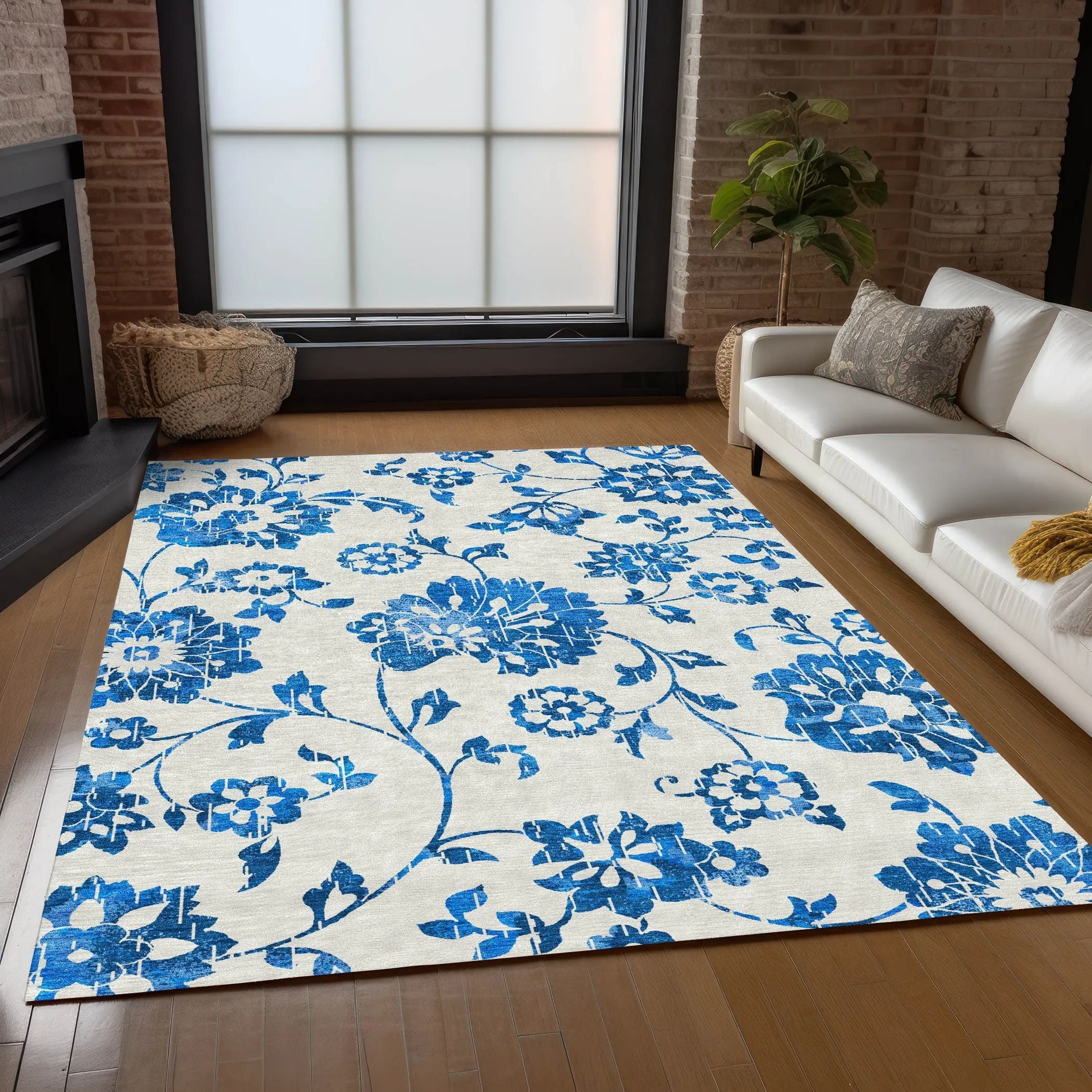 Machine Washable Indoor/ Outdoor Chantille Farmhouse Floral Rug