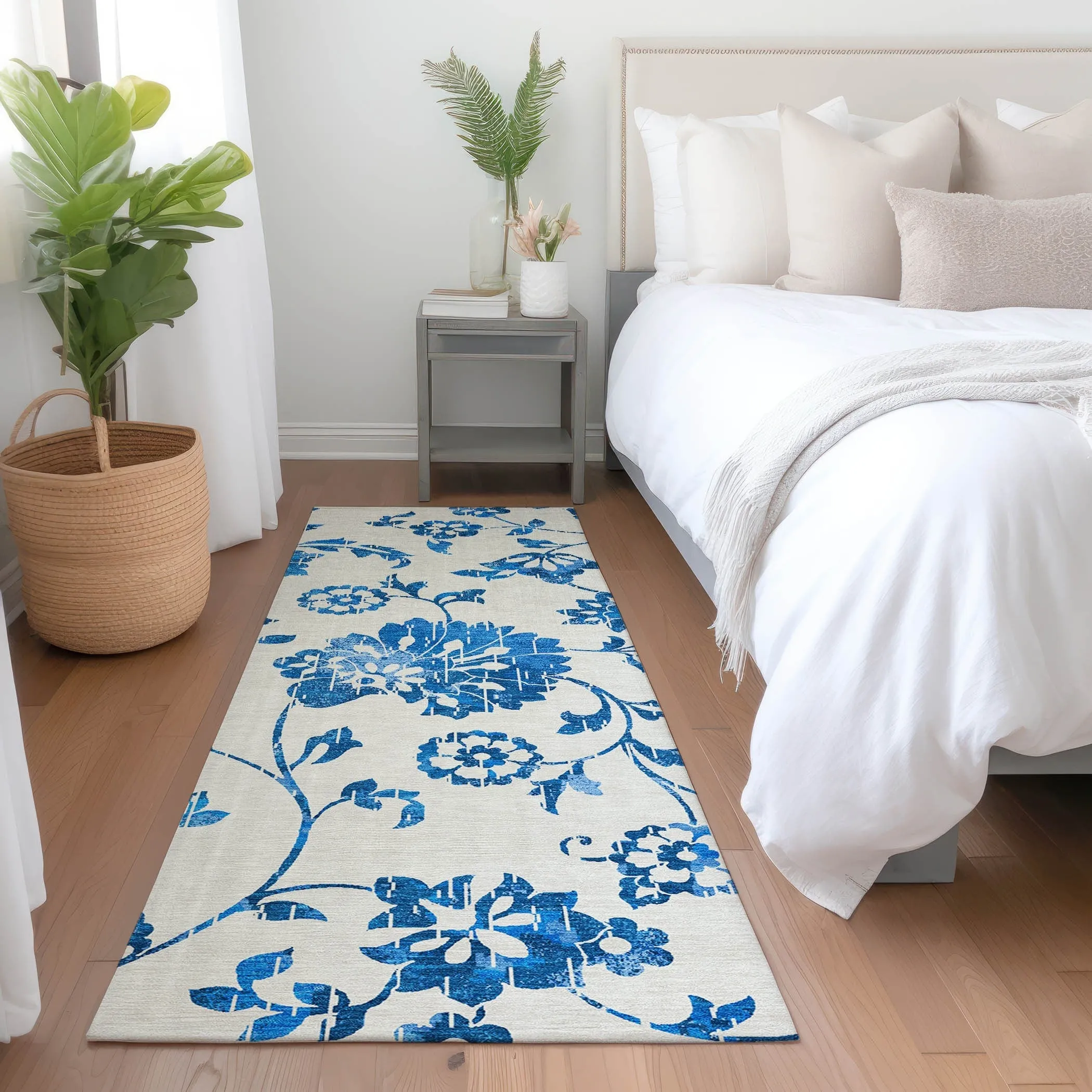 Machine Washable Indoor/ Outdoor Chantille Farmhouse Floral Rug