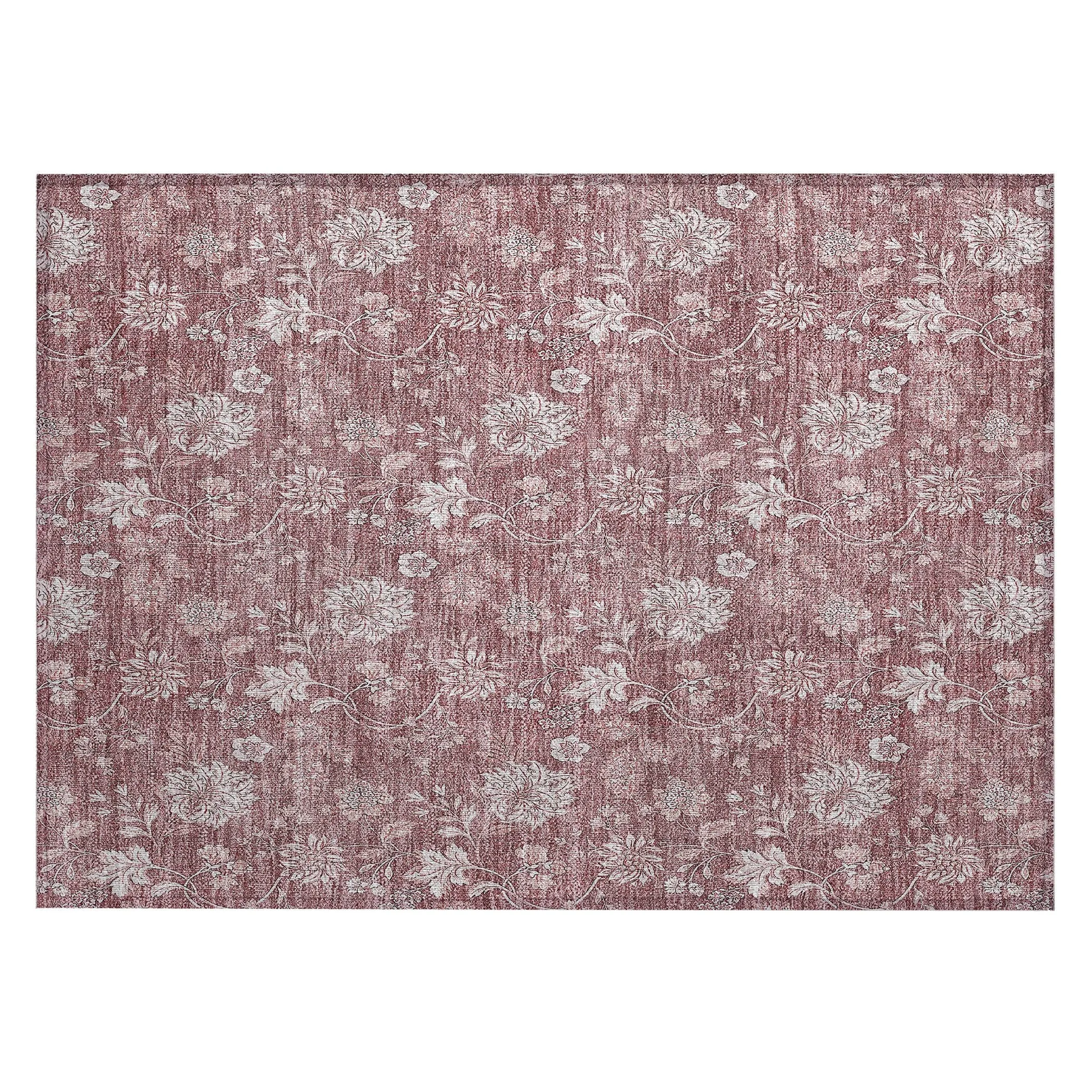 Machine Washable Indoor/ Outdoor Chantille Floral Farmhouse Rug