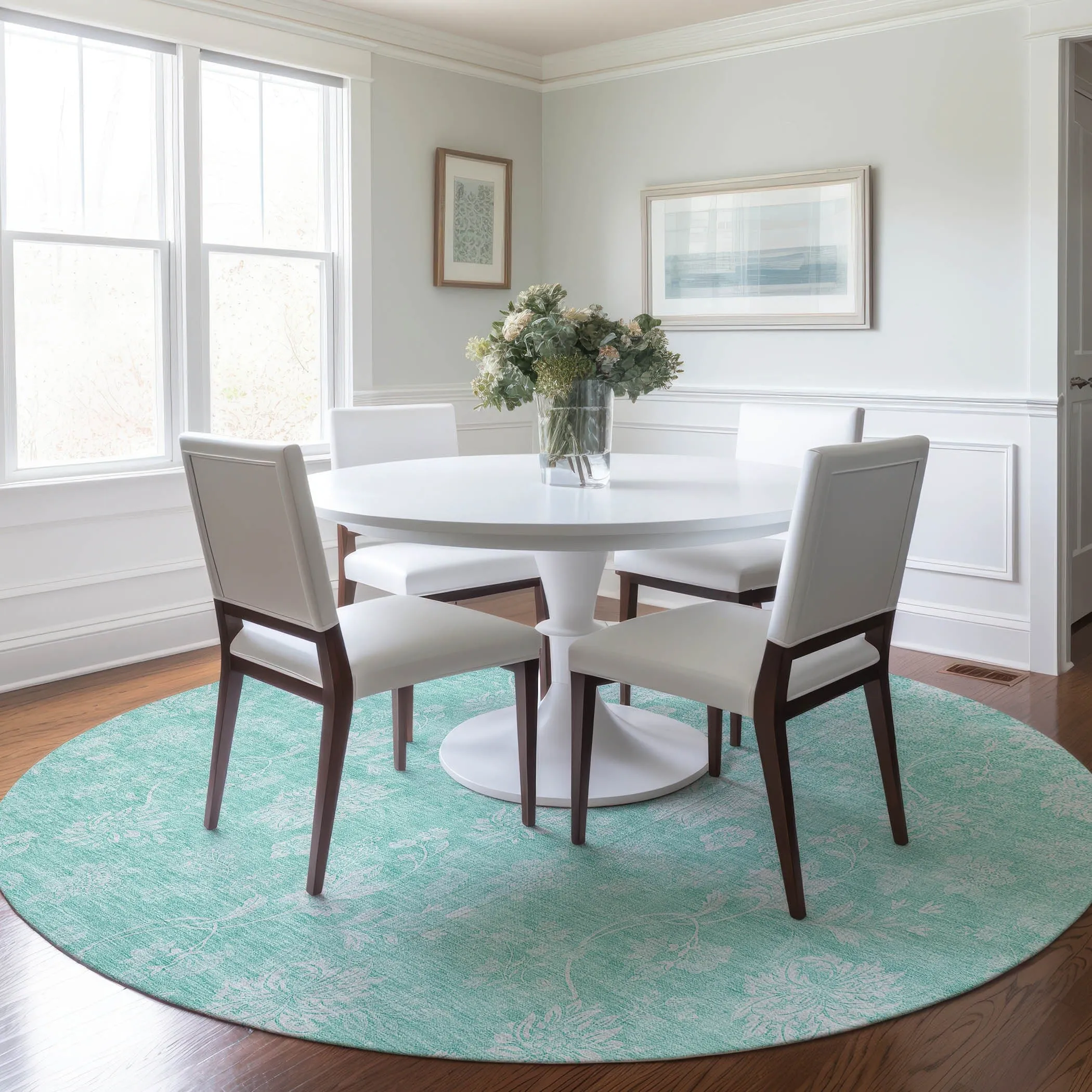 Machine Washable Indoor/ Outdoor Chantille Floral Farmhouse Rug