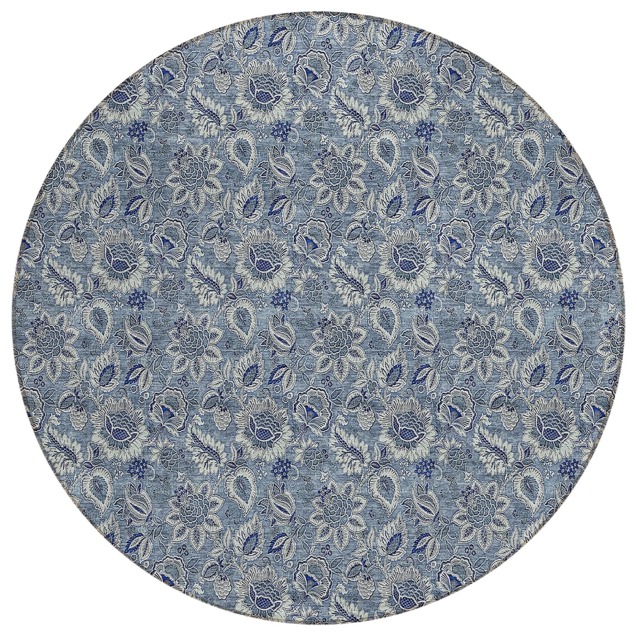 Machine Washable Indoor/ Outdoor Chantille Floral Farmhouse Rug