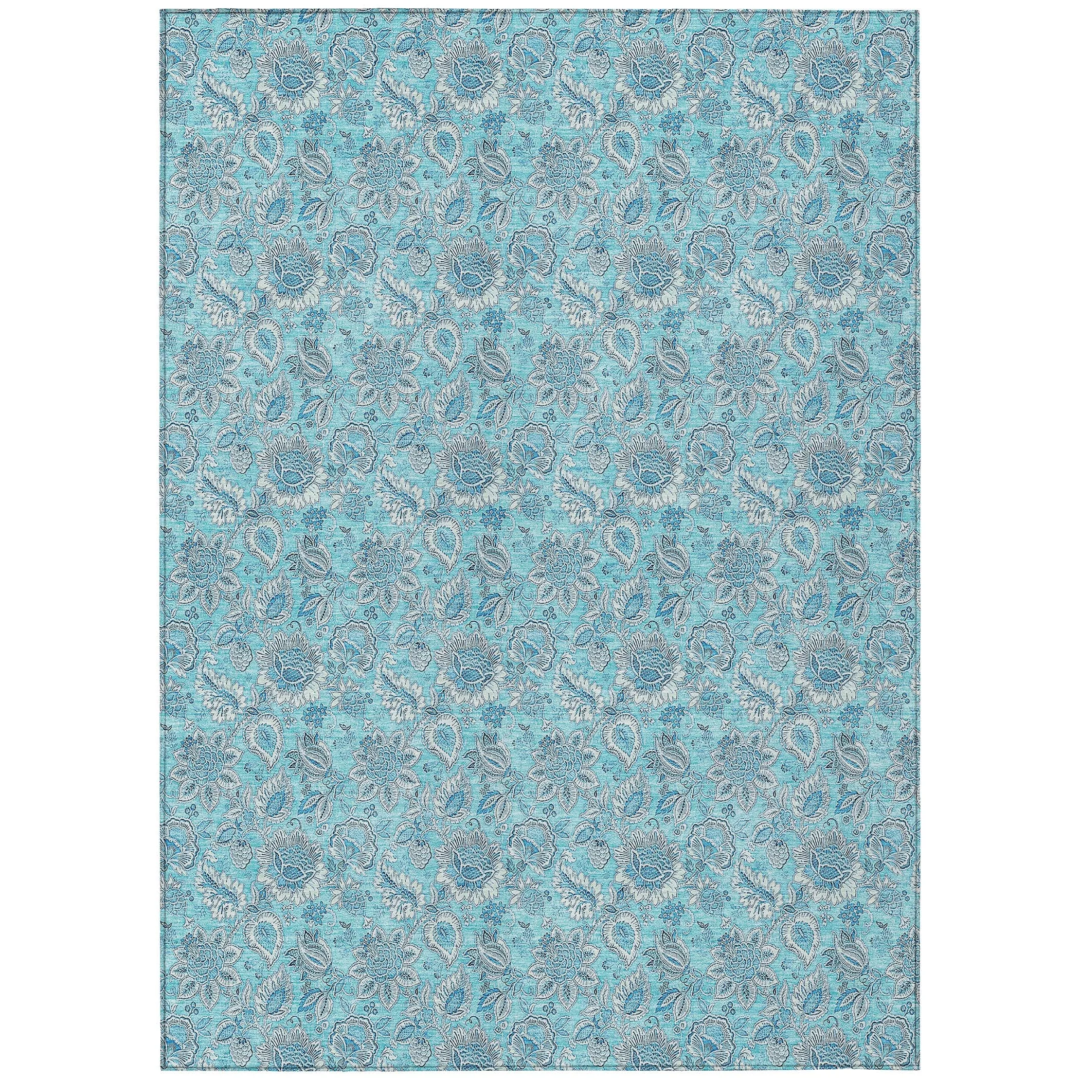 Machine Washable Indoor/ Outdoor Chantille Floral Farmhouse Rug