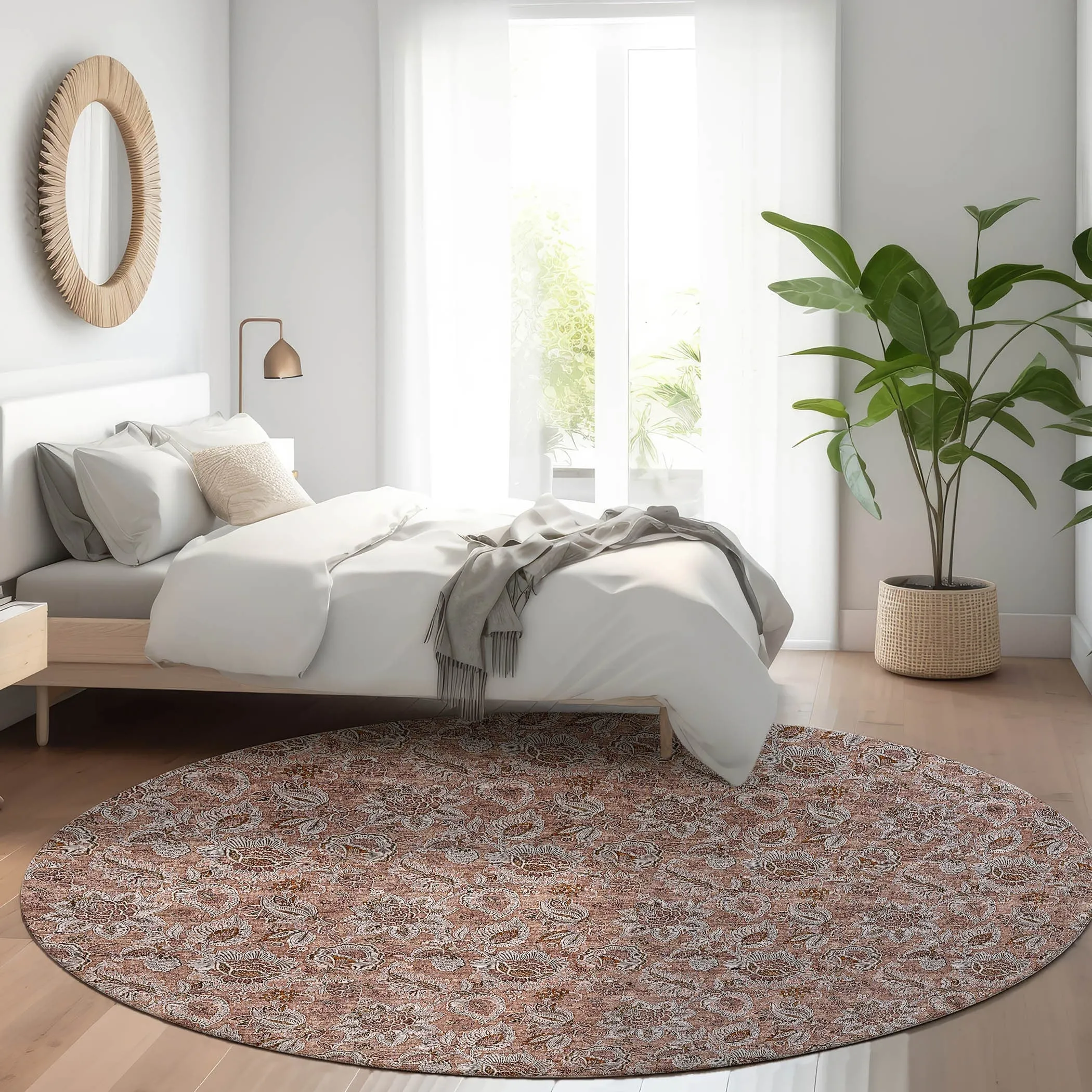 Machine Washable Indoor/ Outdoor Chantille Floral Farmhouse Rug
