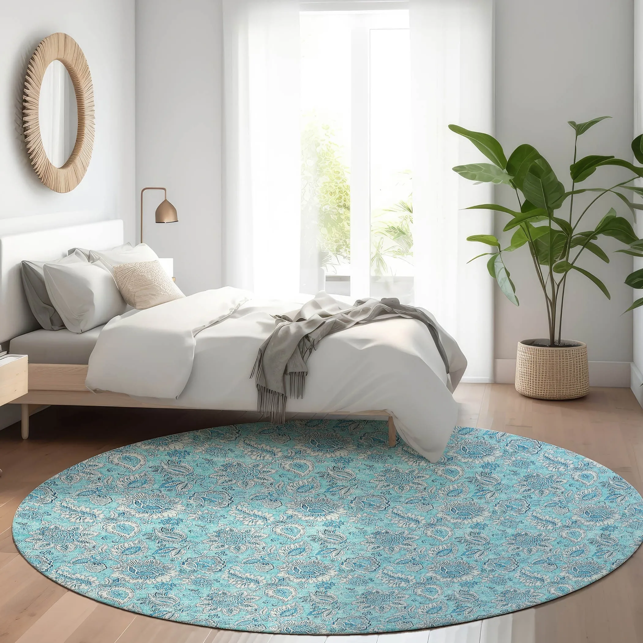 Machine Washable Indoor/ Outdoor Chantille Floral Farmhouse Rug