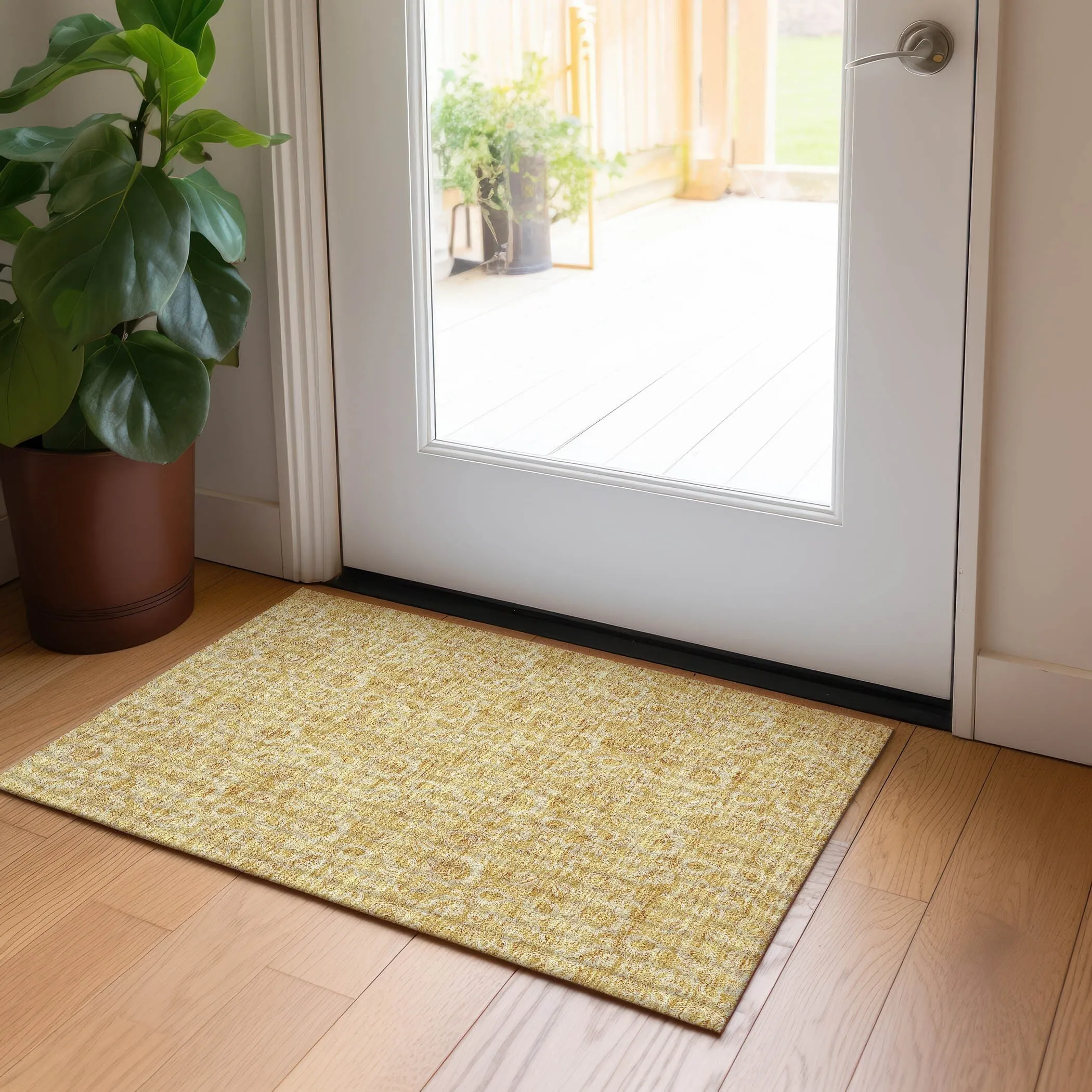Machine Washable Indoor/ Outdoor Chantille Floral Farmhouse Rug
