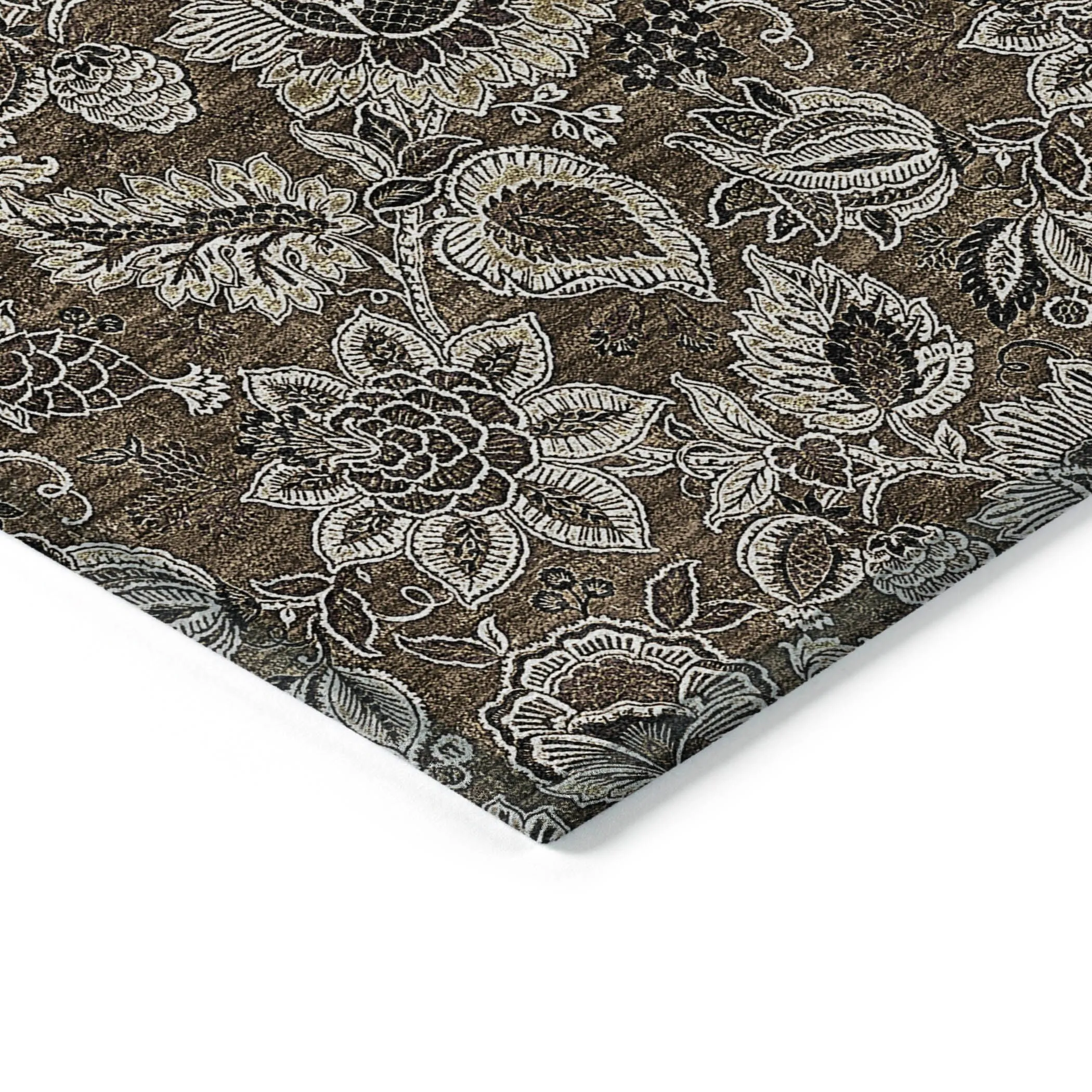 Machine Washable Indoor/ Outdoor Chantille Floral Farmhouse Rug