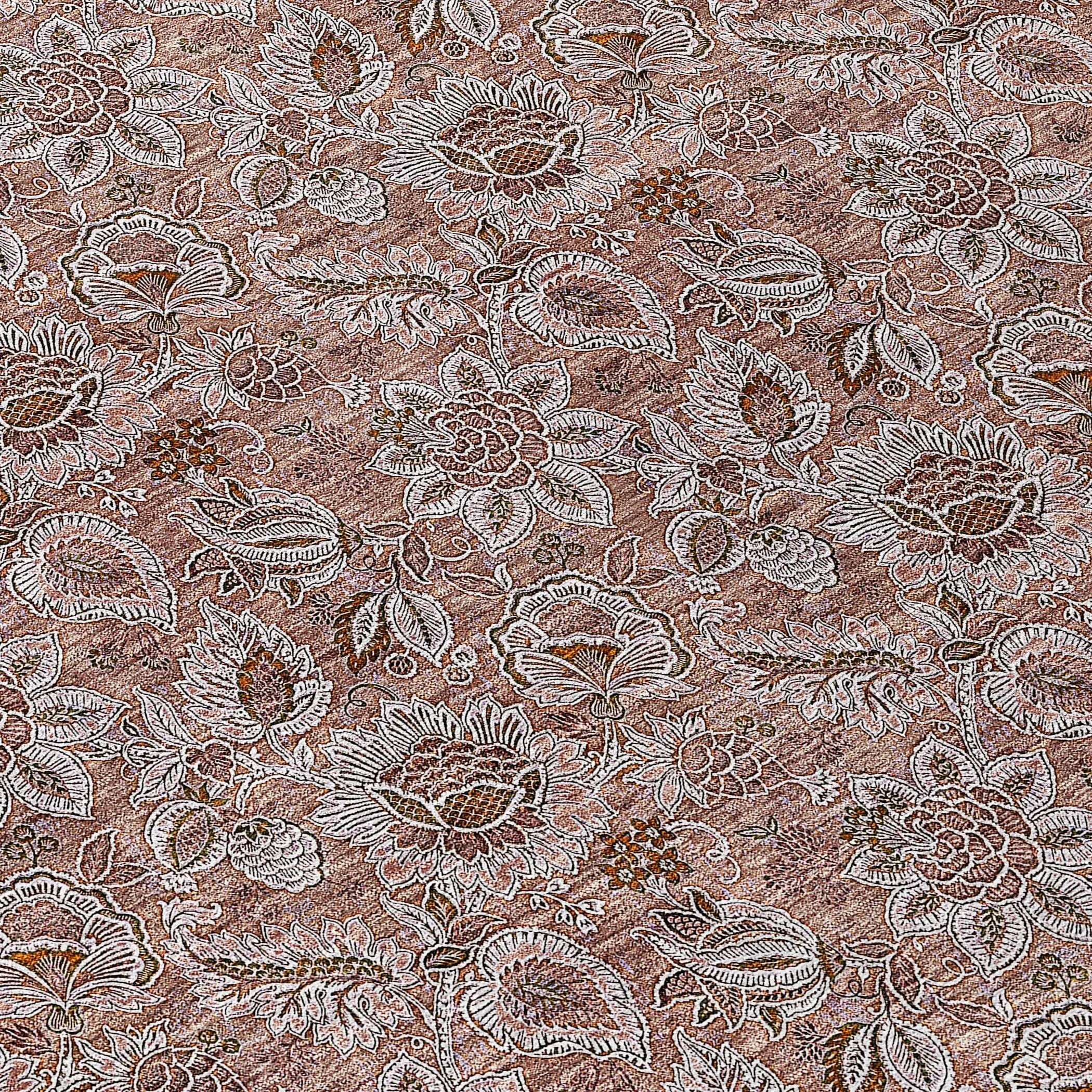 Machine Washable Indoor/ Outdoor Chantille Floral Farmhouse Rug