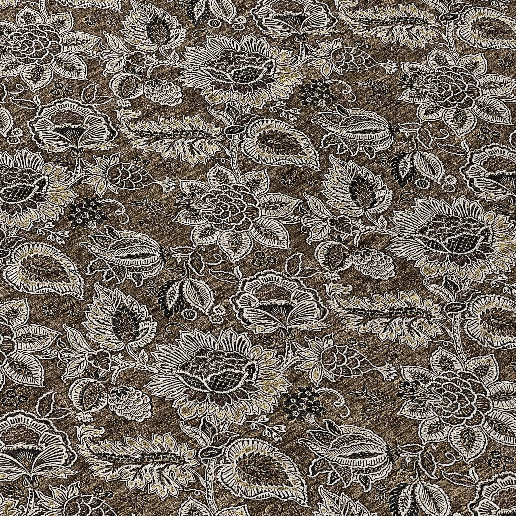 Machine Washable Indoor/ Outdoor Chantille Floral Farmhouse Rug