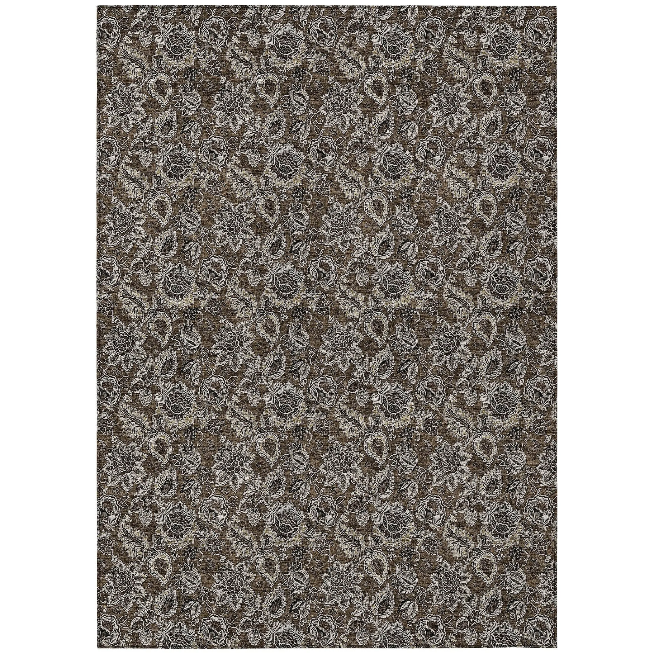 Machine Washable Indoor/ Outdoor Chantille Floral Farmhouse Rug