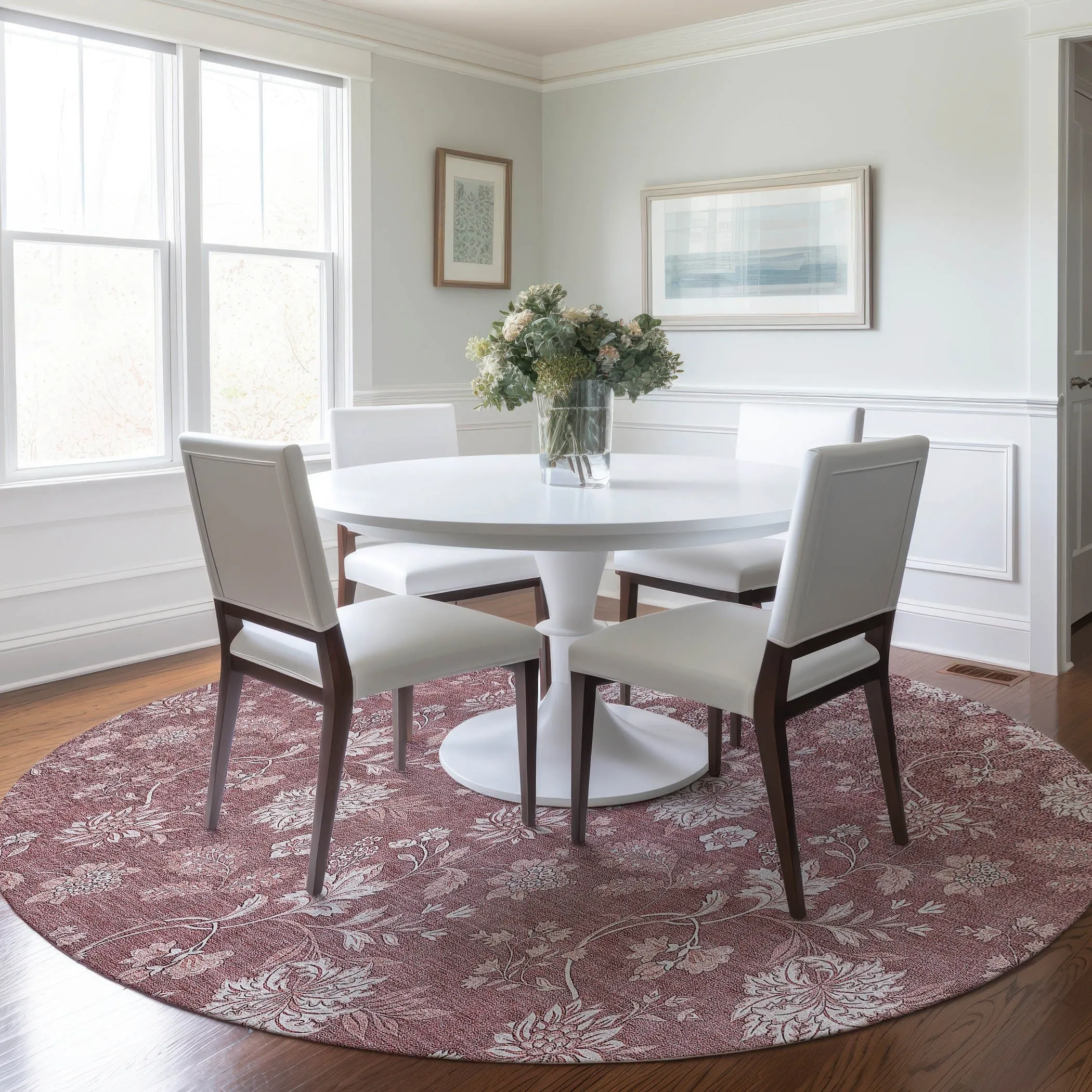 Machine Washable Indoor/ Outdoor Chantille Floral Farmhouse Rug
