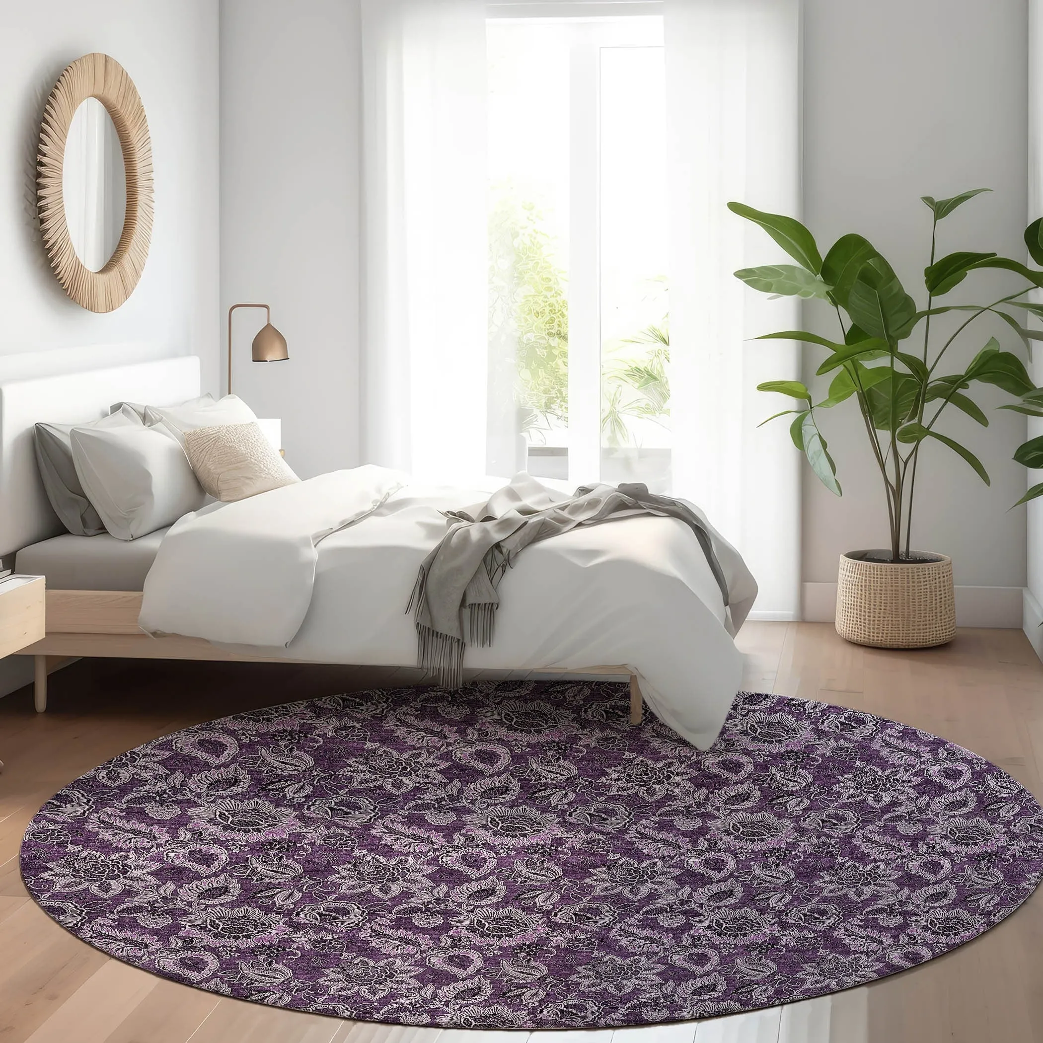 Machine Washable Indoor/ Outdoor Chantille Floral Farmhouse Rug