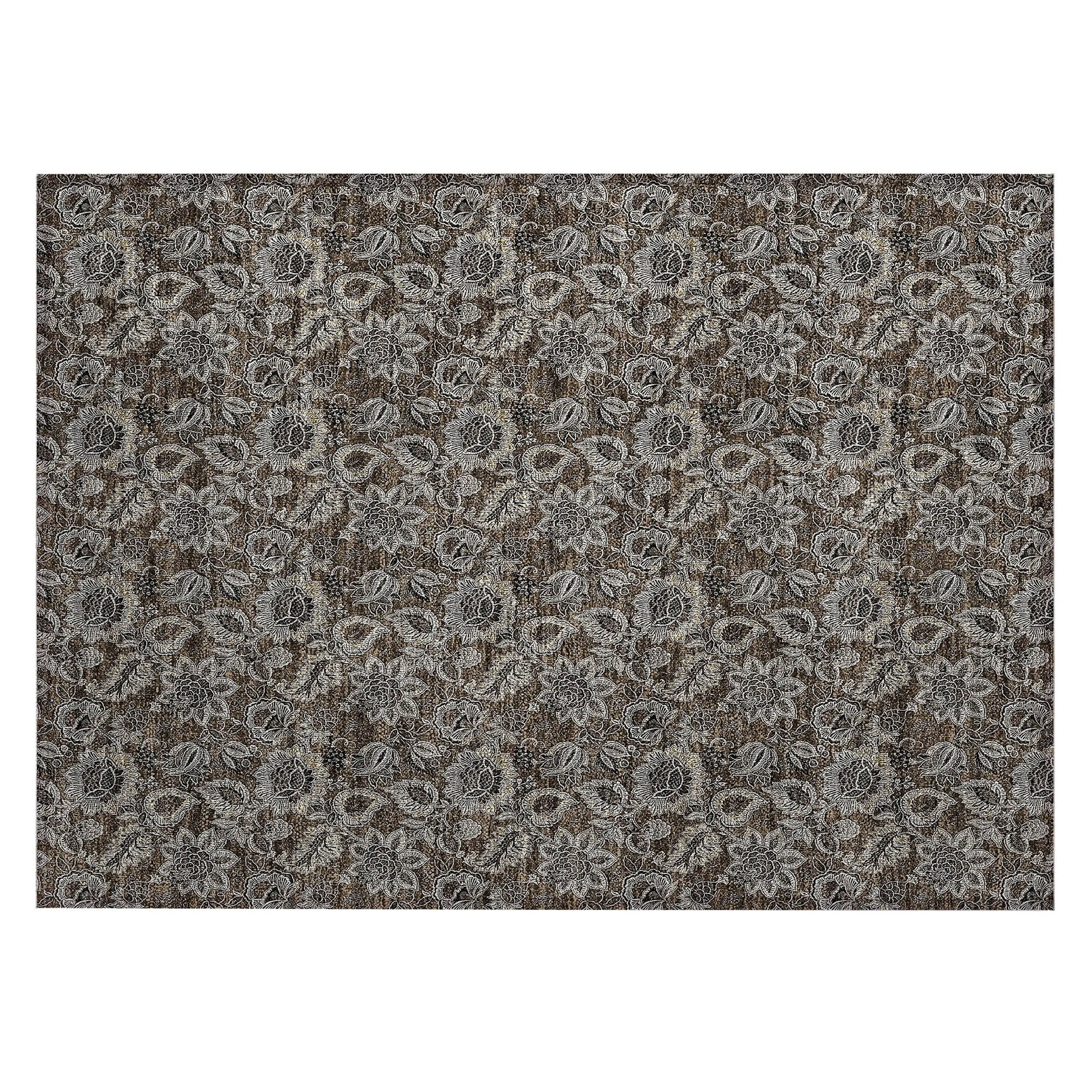 Machine Washable Indoor/ Outdoor Chantille Floral Farmhouse Rug