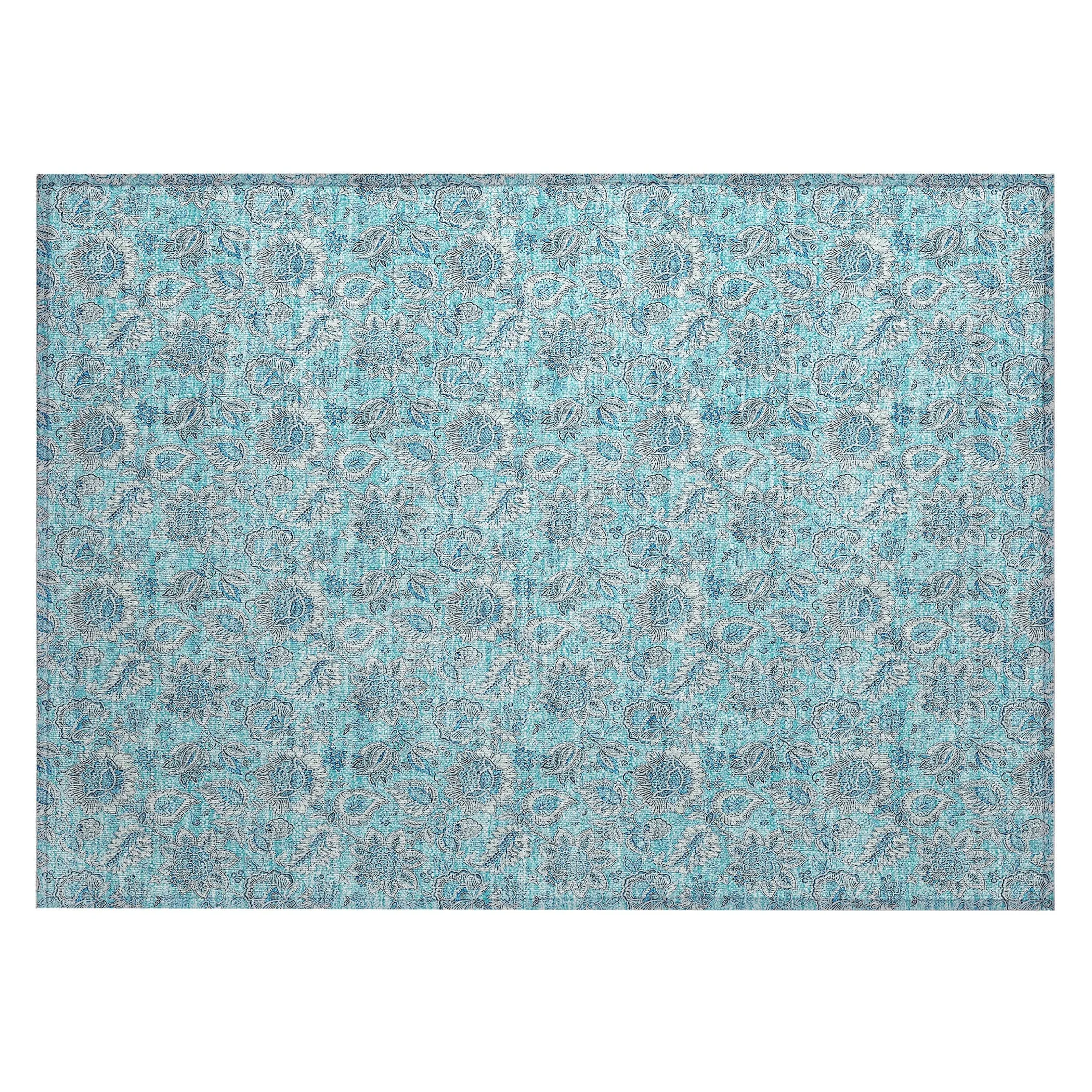 Machine Washable Indoor/ Outdoor Chantille Floral Farmhouse Rug